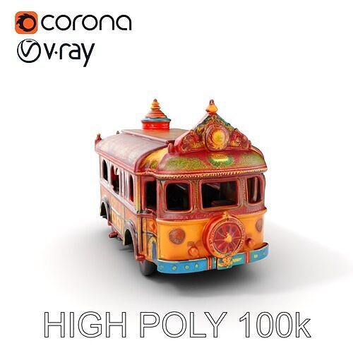 Ornate Vintage Bus D Model Pack Low-poly 3D model