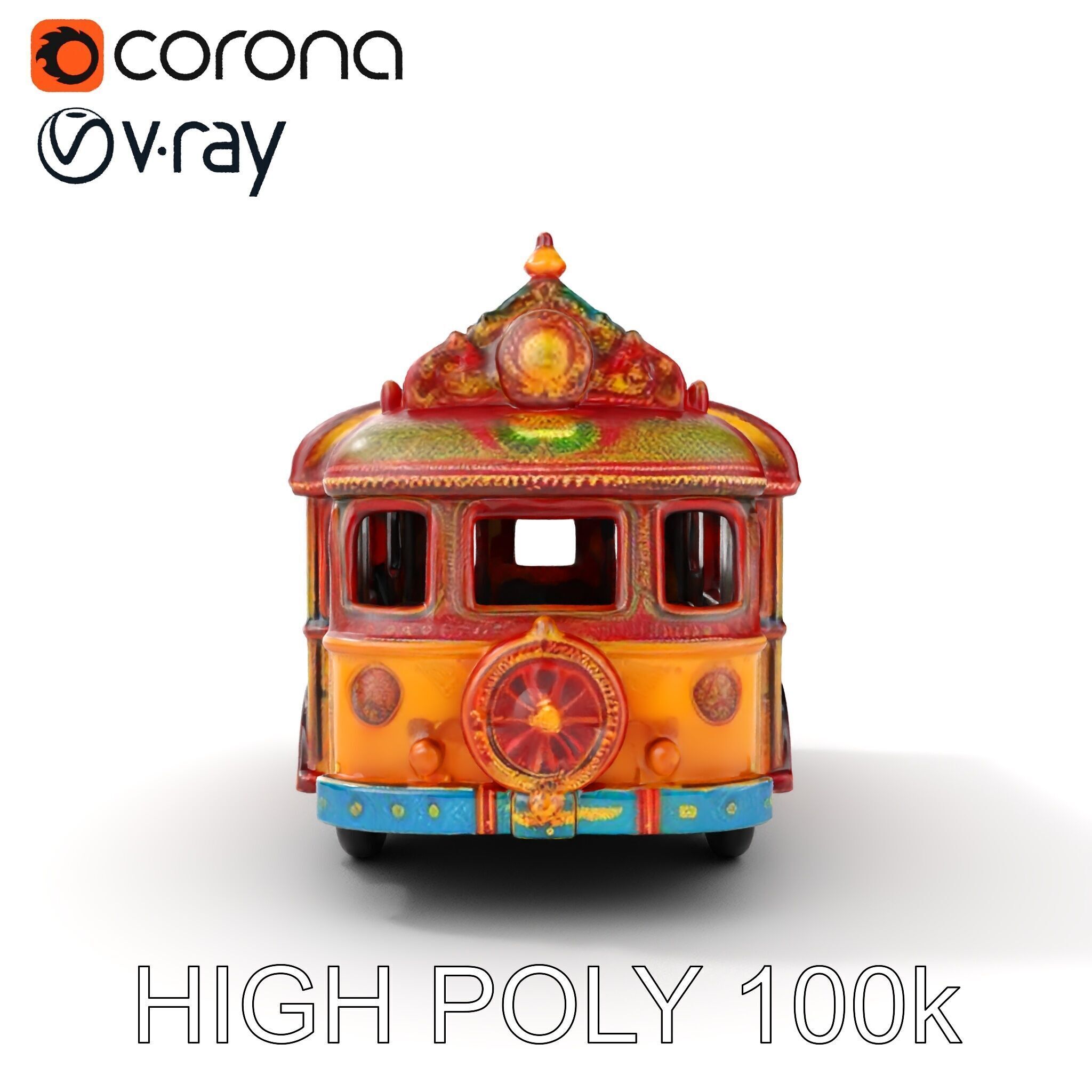 Ornate Vintage Bus D Model Pack Low-poly 3D model_17