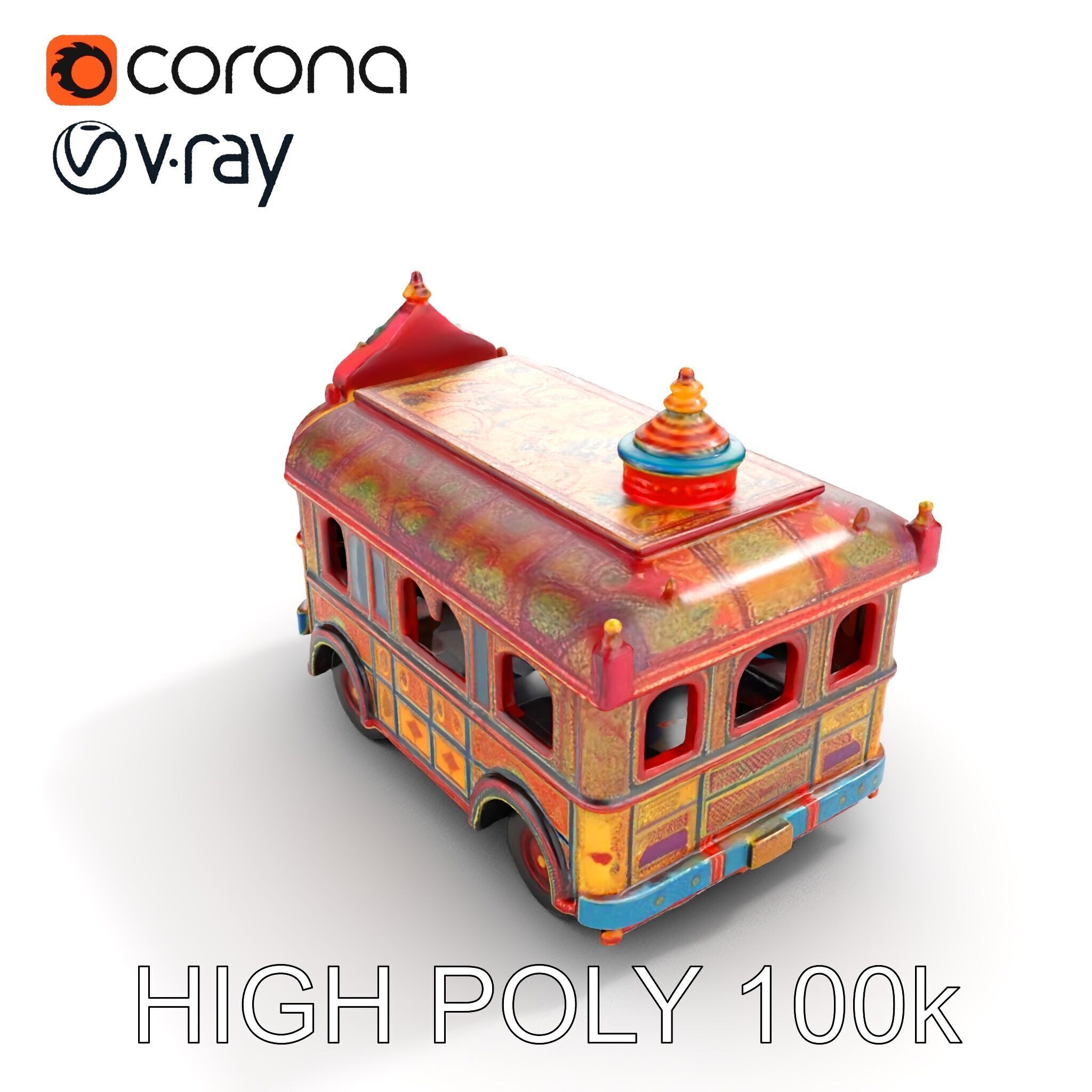 Ornate Vintage Bus D Model Pack Low-poly 3D model_25