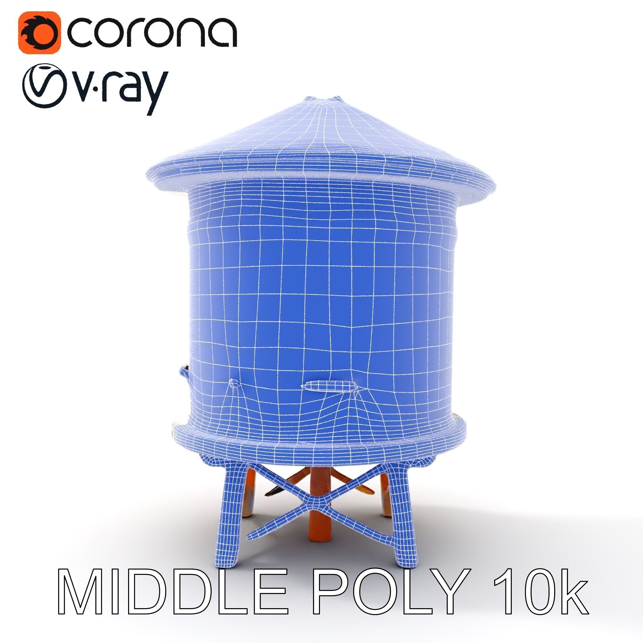 Wooden Water Tower Model Pack  Detailed Industrial Asset Low-poly 3D model_30