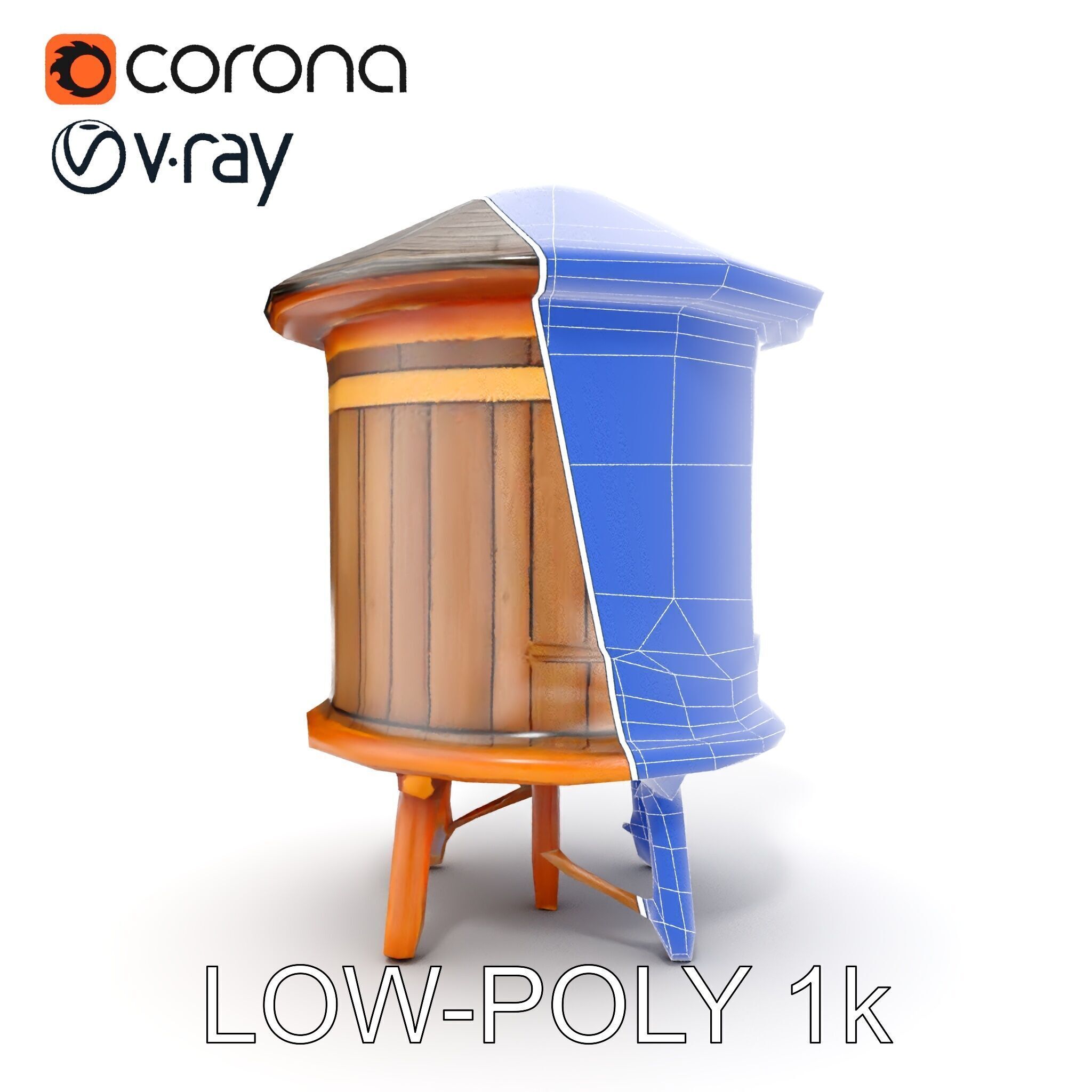 Wooden Water Tower Model Pack  Detailed Industrial Asset Low-poly 3D model_31