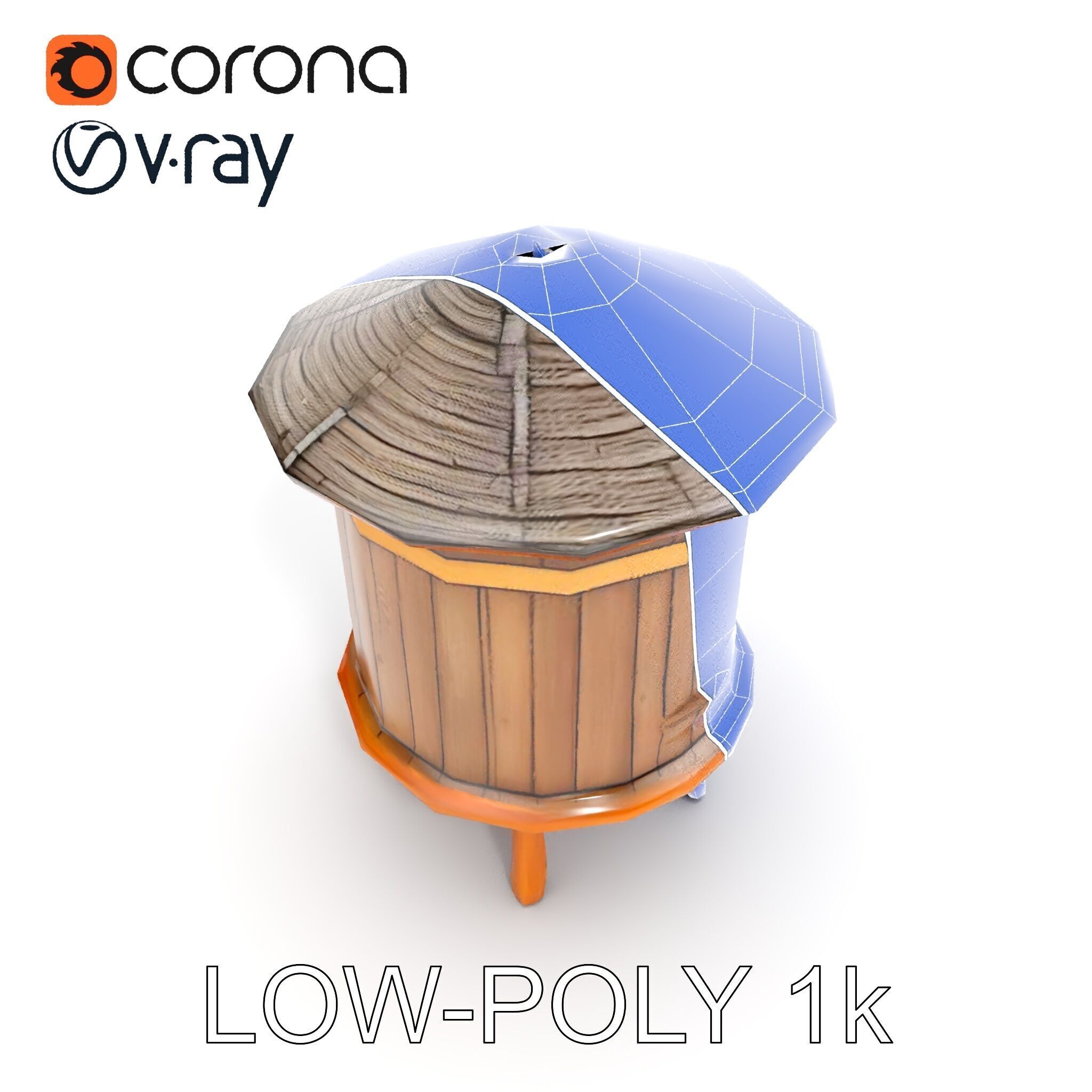 Wooden Water Tower Model Pack  Detailed Industrial Asset Low-poly 3D model_23