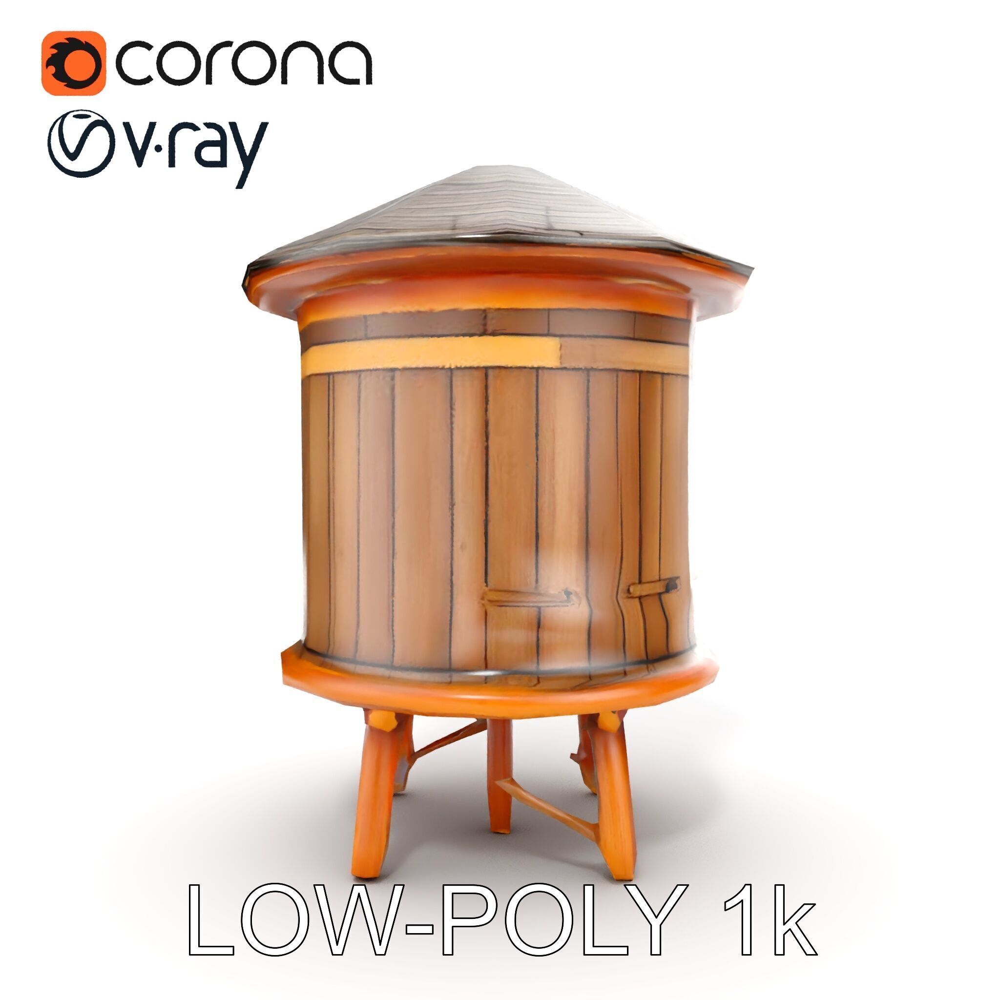 Wooden Water Tower Model Pack  Detailed Industrial Asset Low-poly 3D model_17