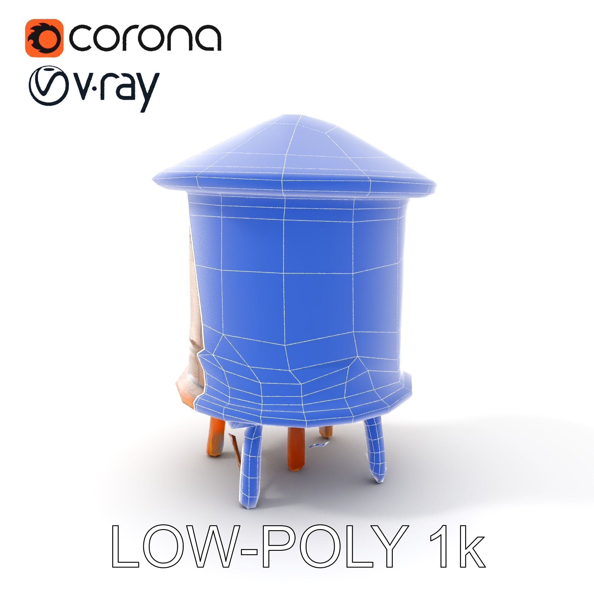 Wooden Water Tower Model Pack  Detailed Industrial Asset Low-poly 3D model_20