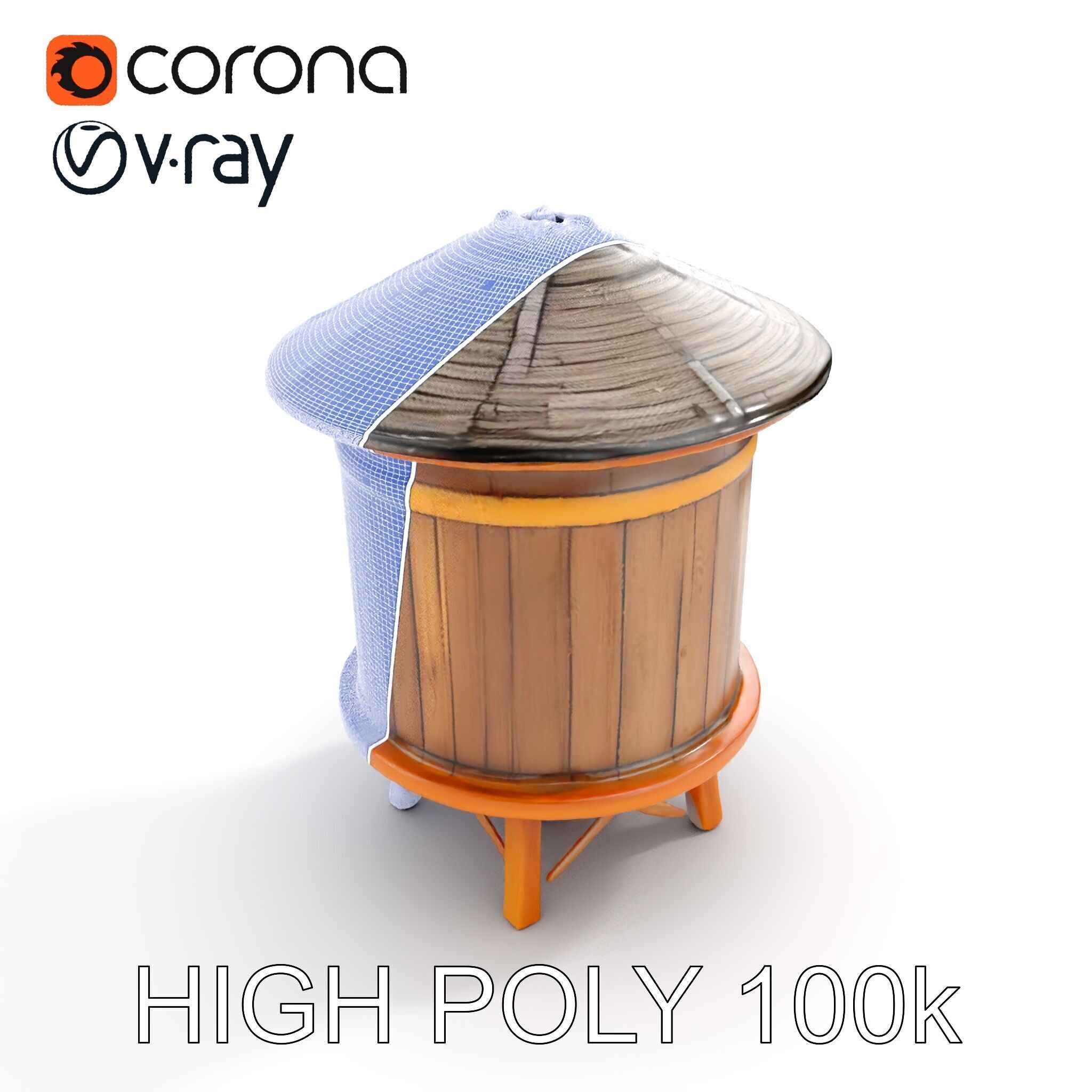 Wooden Water Tower Model Pack  Detailed Industrial Asset Low-poly 3D model_26