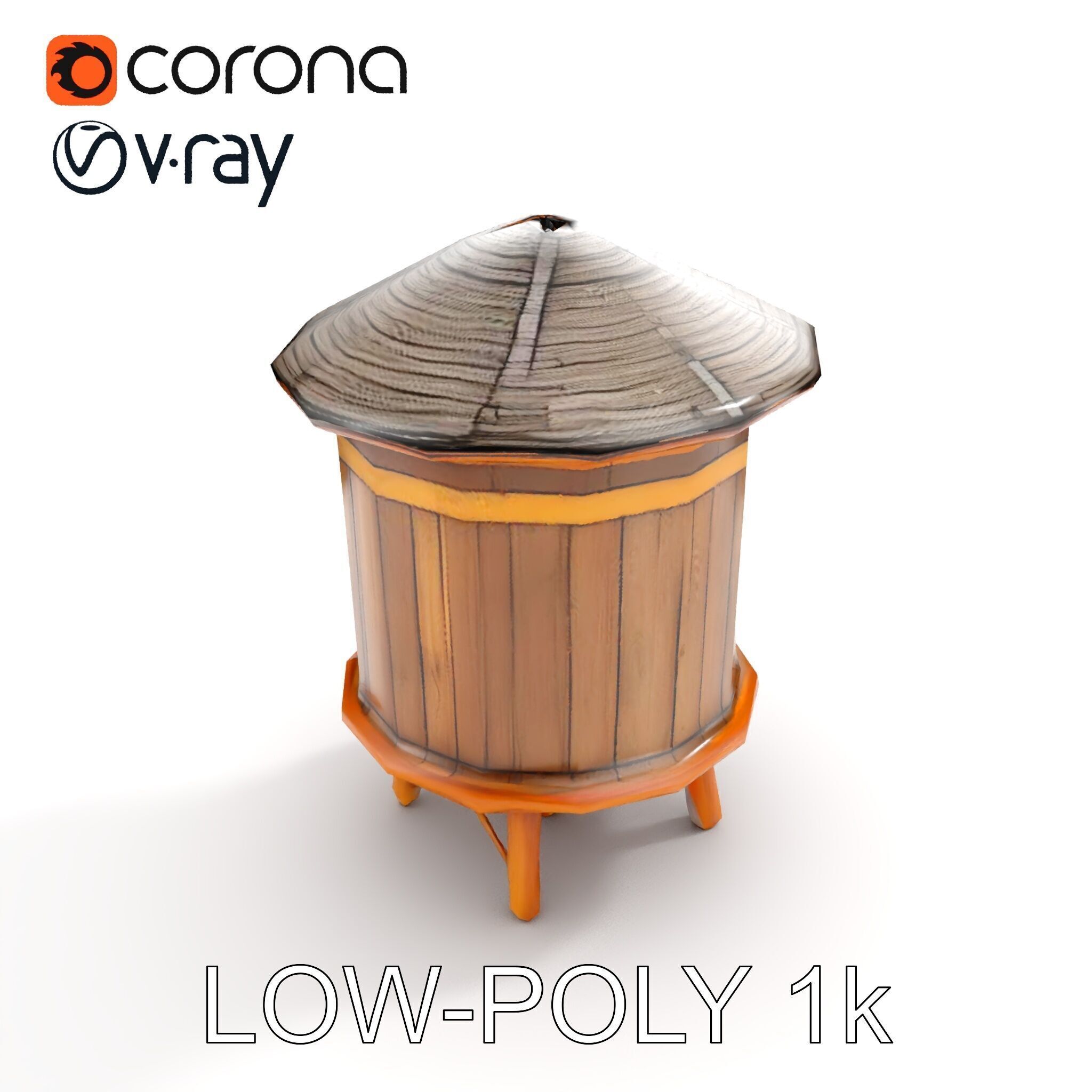 Wooden Water Tower Model Pack  Detailed Industrial Asset Low-poly 3D model_7
