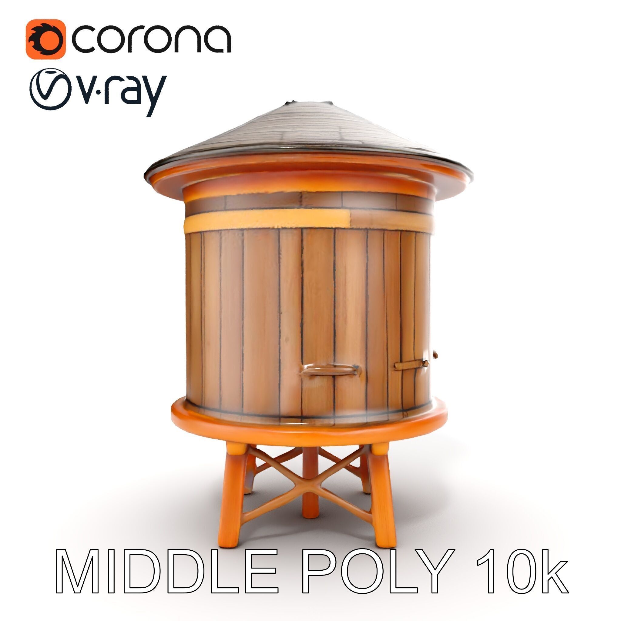 Wooden Water Tower Model Pack  Detailed Industrial Asset Low-poly 3D model_27