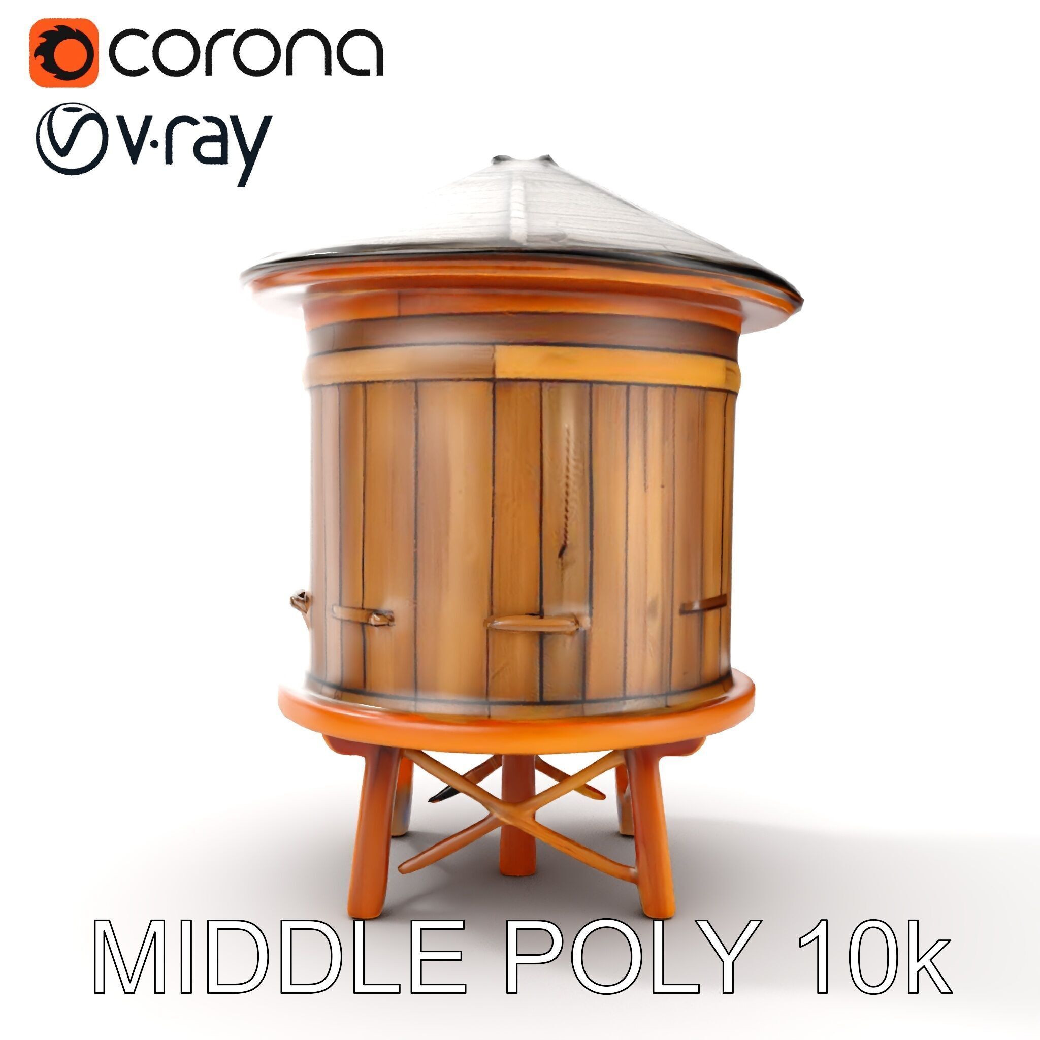 Wooden Water Tower Model Pack  Detailed Industrial Asset Low-poly 3D model_22