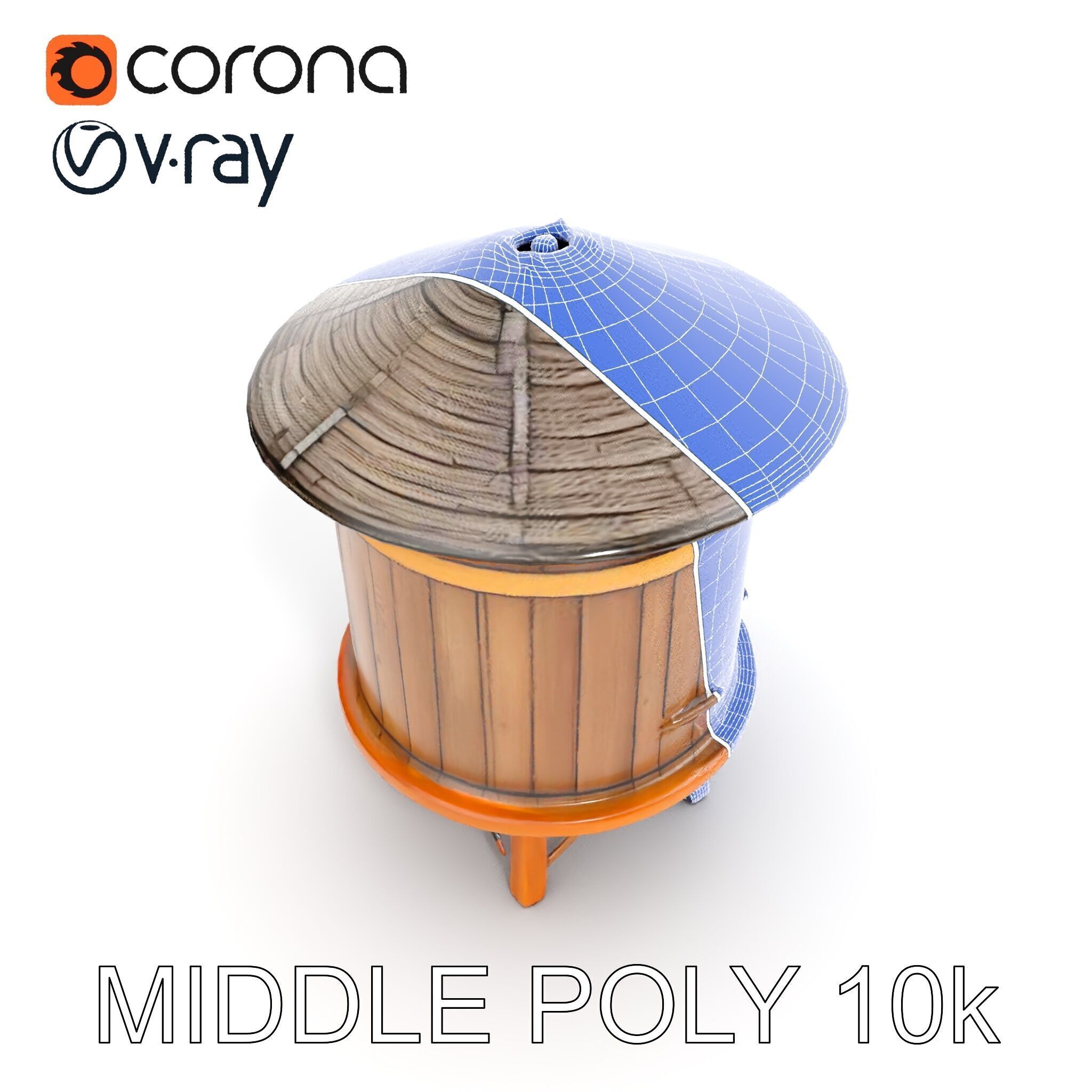 Wooden Water Tower Model Pack  Detailed Industrial Asset Low-poly 3D model_8