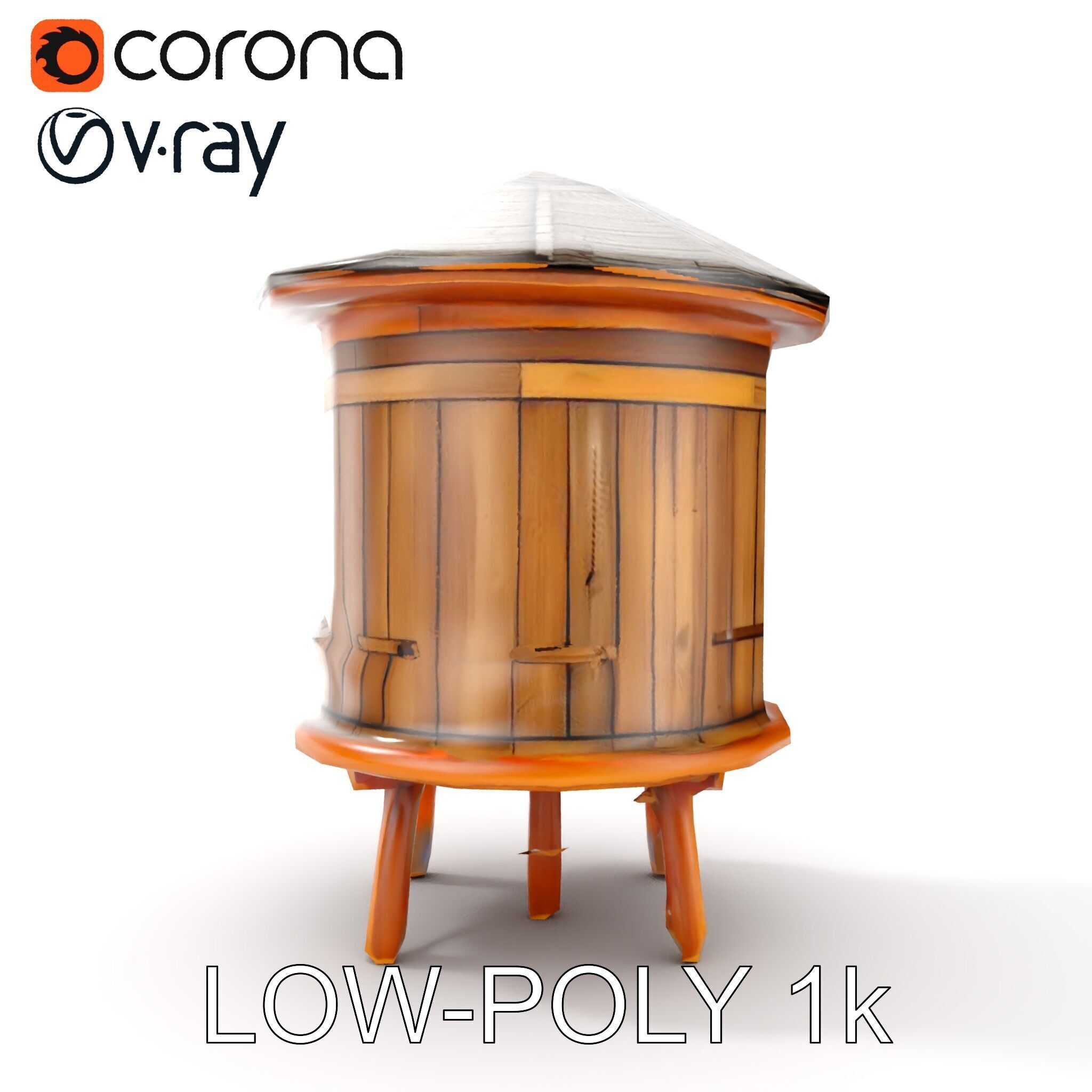 Wooden Water Tower Model Pack  Detailed Industrial Asset Low-poly 3D model_9