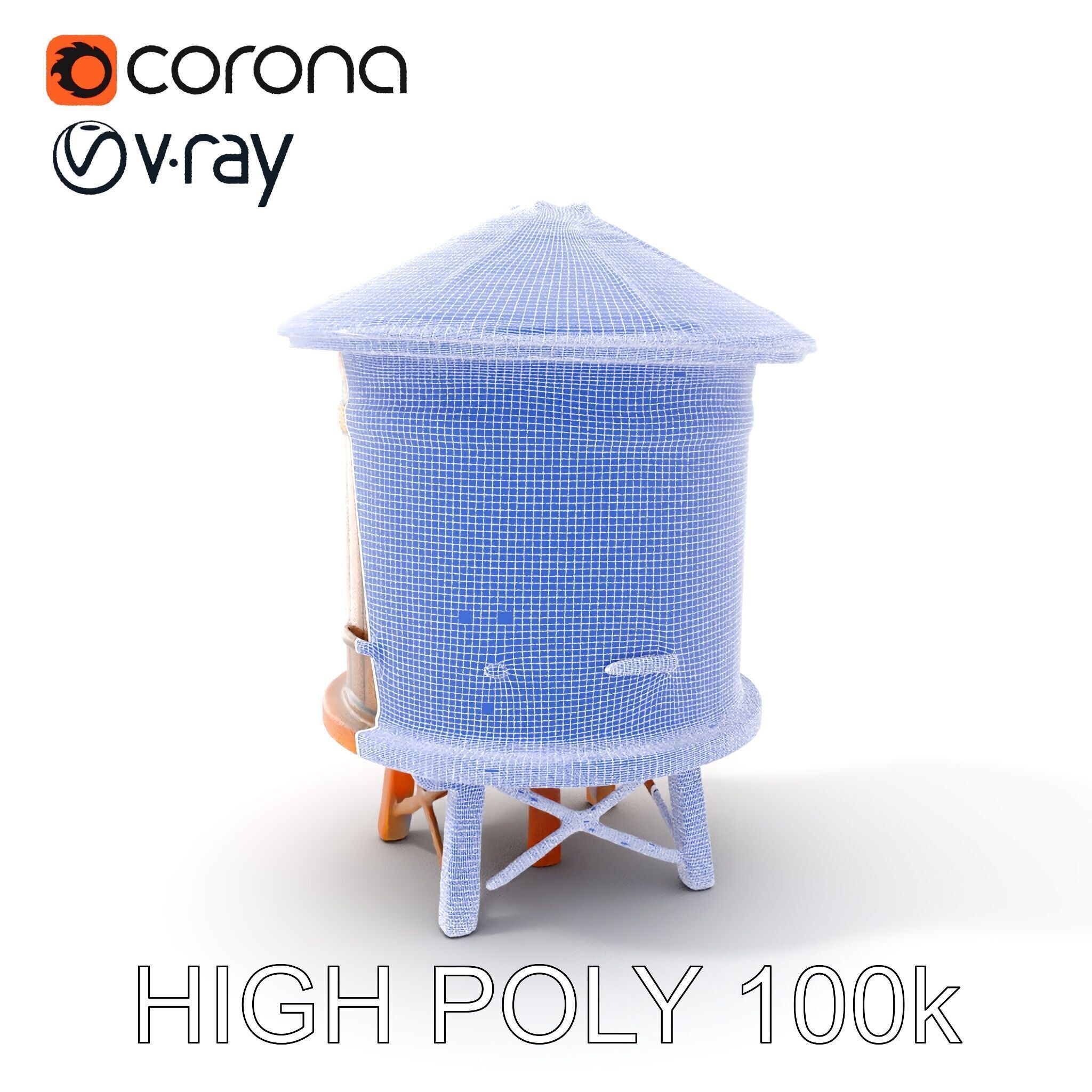 Wooden Water Tower Model Pack  Detailed Industrial Asset Low-poly 3D model_4