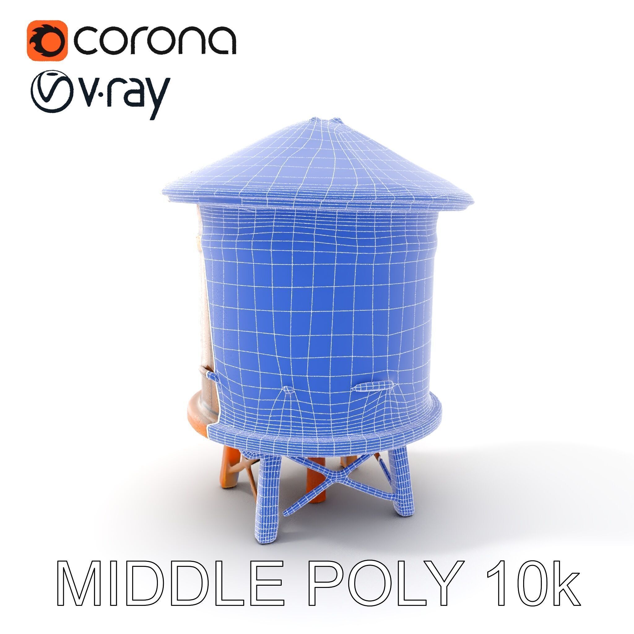 Wooden Water Tower Model Pack  Detailed Industrial Asset Low-poly 3D model_19