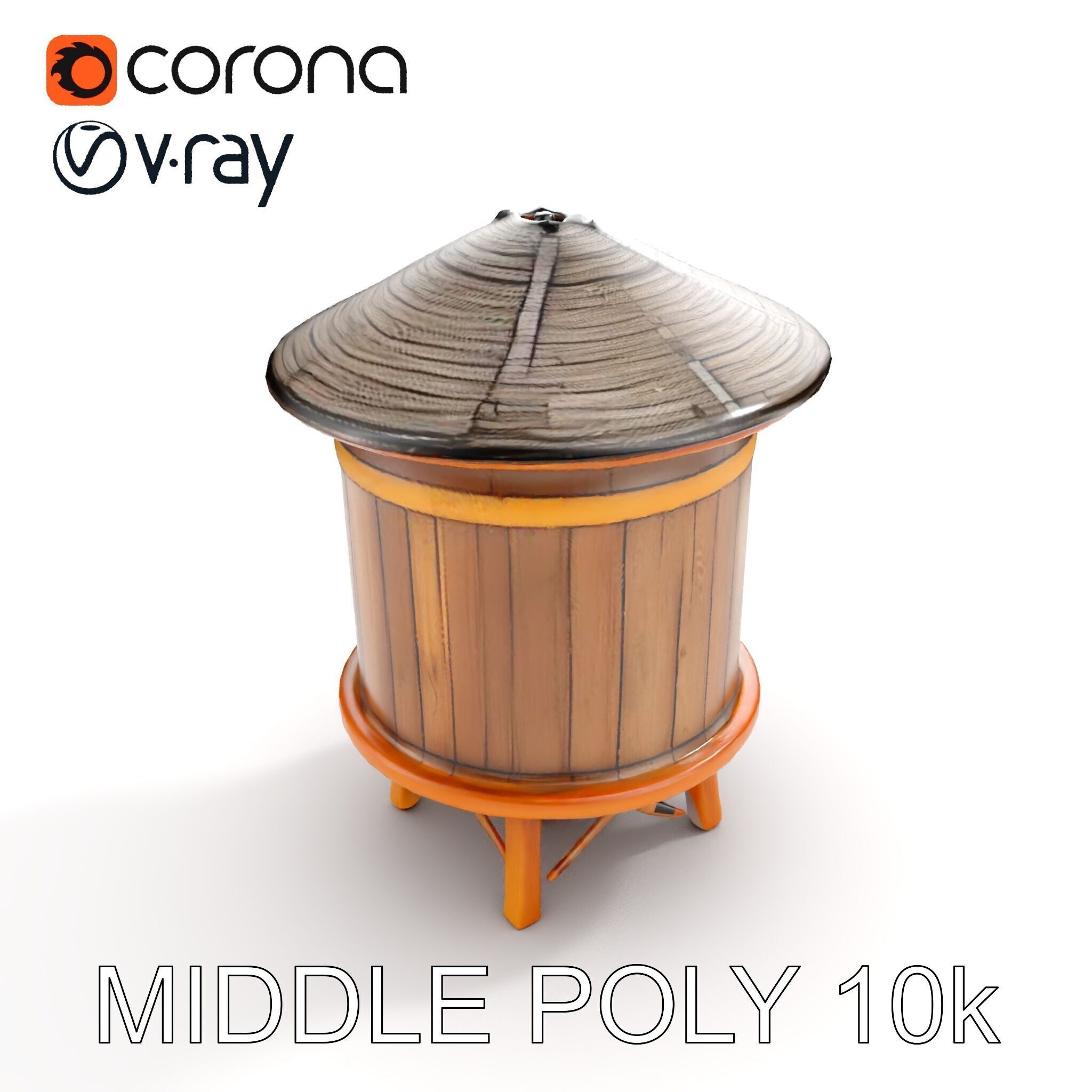 Wooden Water Tower Model Pack  Detailed Industrial Asset Low-poly 3D model_10