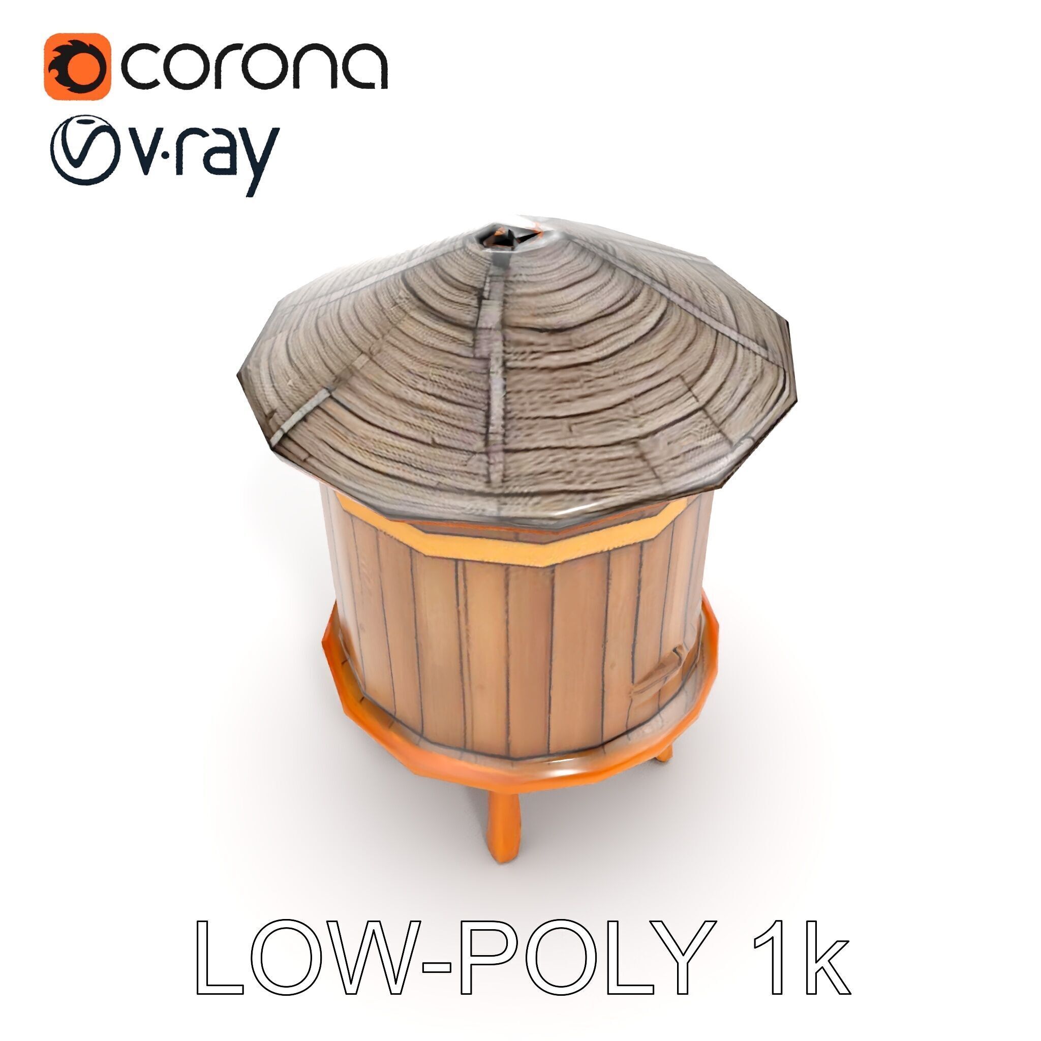 Wooden Water Tower Model Pack  Detailed Industrial Asset Low-poly 3D model_14