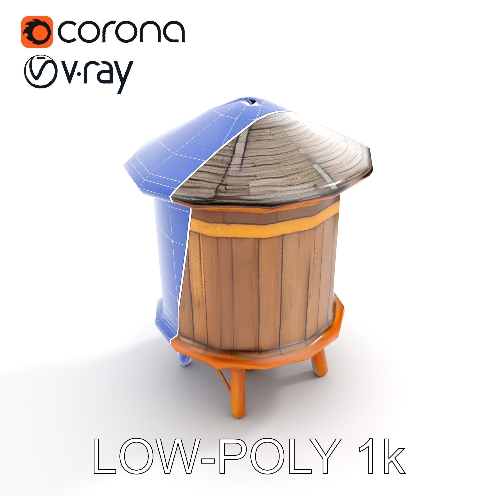 Wooden Water Tower Model Pack  Detailed Industrial Asset Low-poly 3D model_28