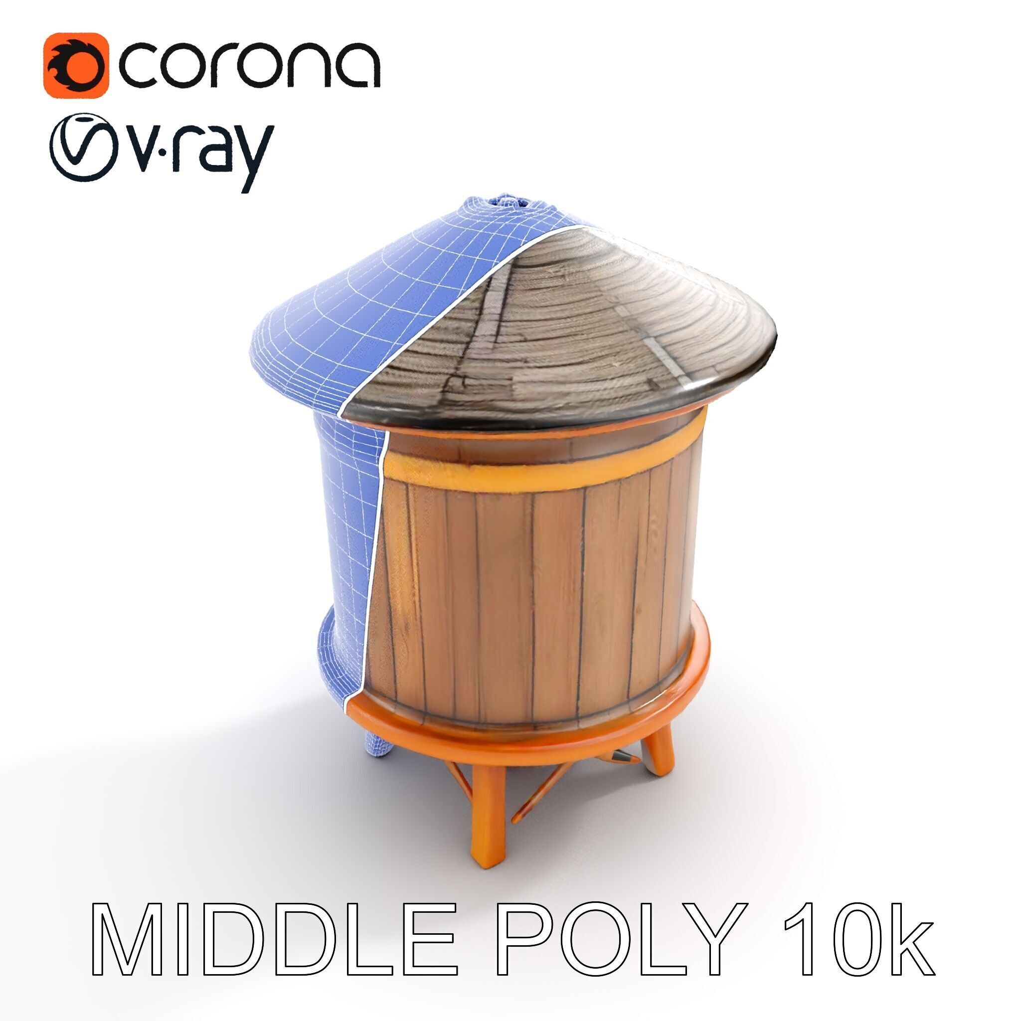 Wooden Water Tower Model Pack  Detailed Industrial Asset Low-poly 3D model_13
