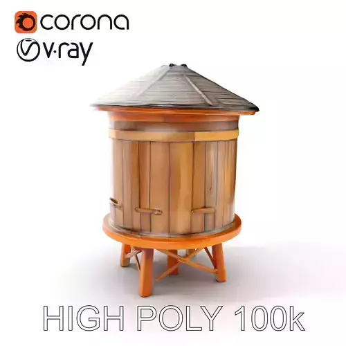 Wooden Water Tower Model Pack  Detailed Industrial Asset Low-poly 3D model