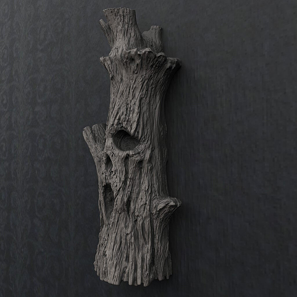 Ghost Tree Trunk - Wall Mount and Figurine STL for 3d printer 3D print model_3