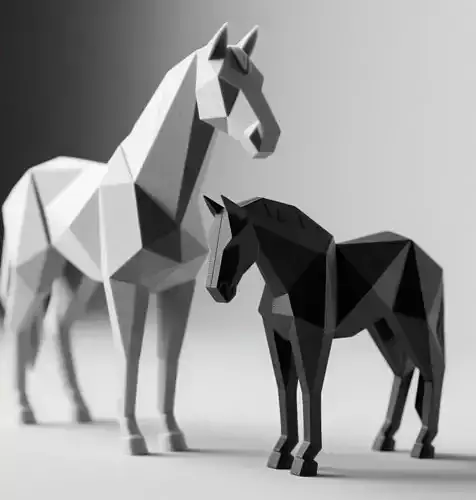 Minimalist Geometric Horse Sculptures