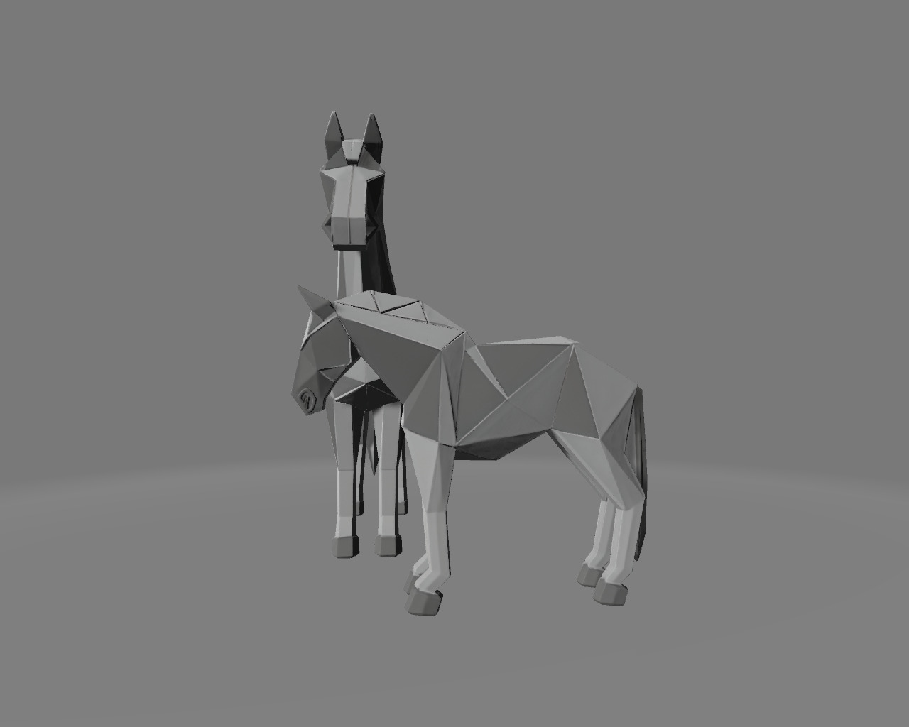 Minimalist Geometric Horse Sculptures 3D print model_2