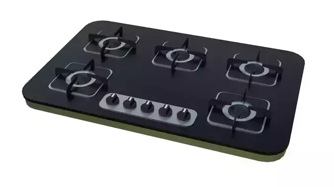 Low Poly 3D Gas Stove - Game-Ready