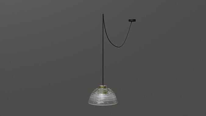 Modern Glass Pendant Light 3D Model Frosted Ribbed Shade 3D model