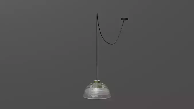 Modern Glass Pendant Light 3D Model Frosted Ribbed Shade