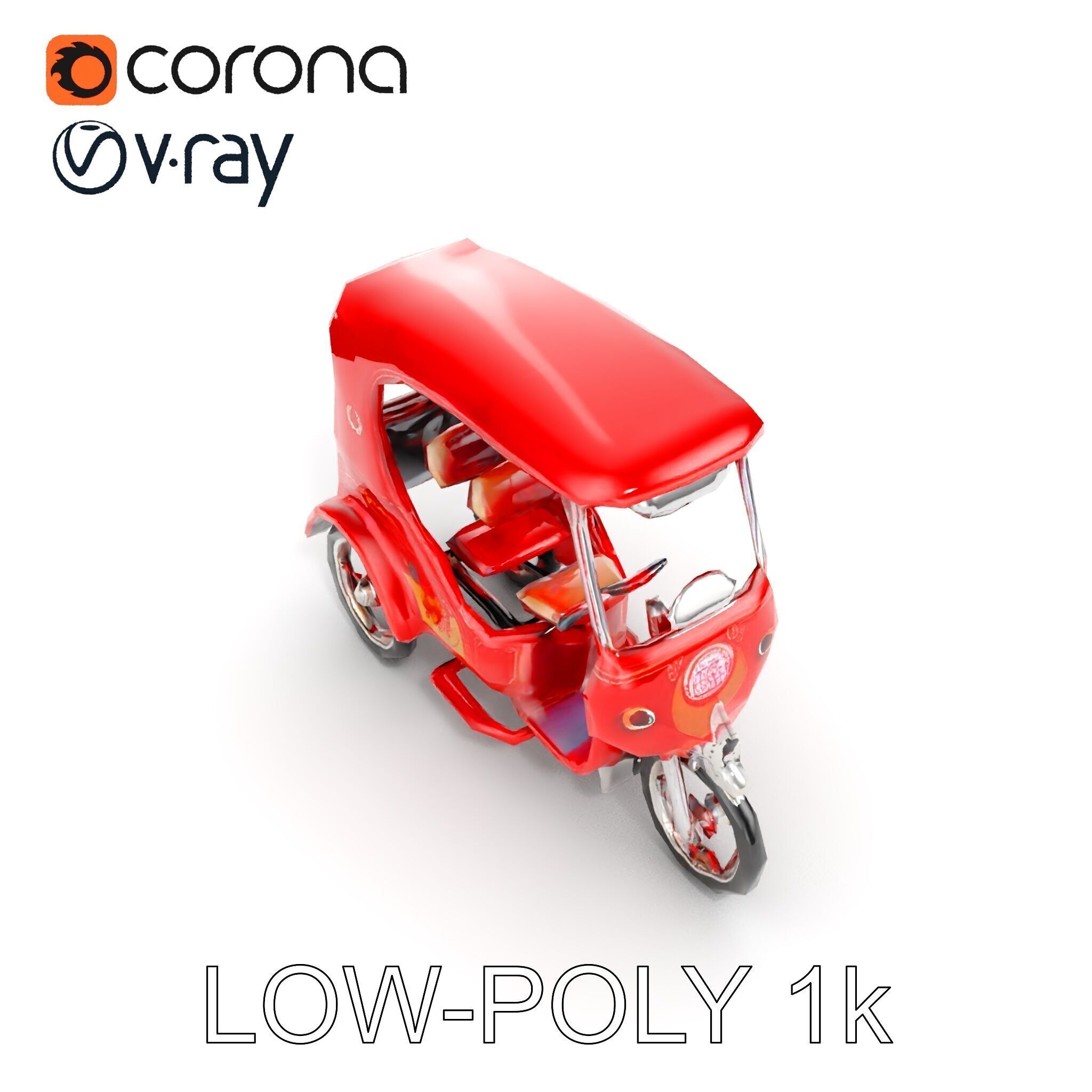 Traditional Rickshaw D Model Pack for Realistic Renders Low-poly 3D model_20