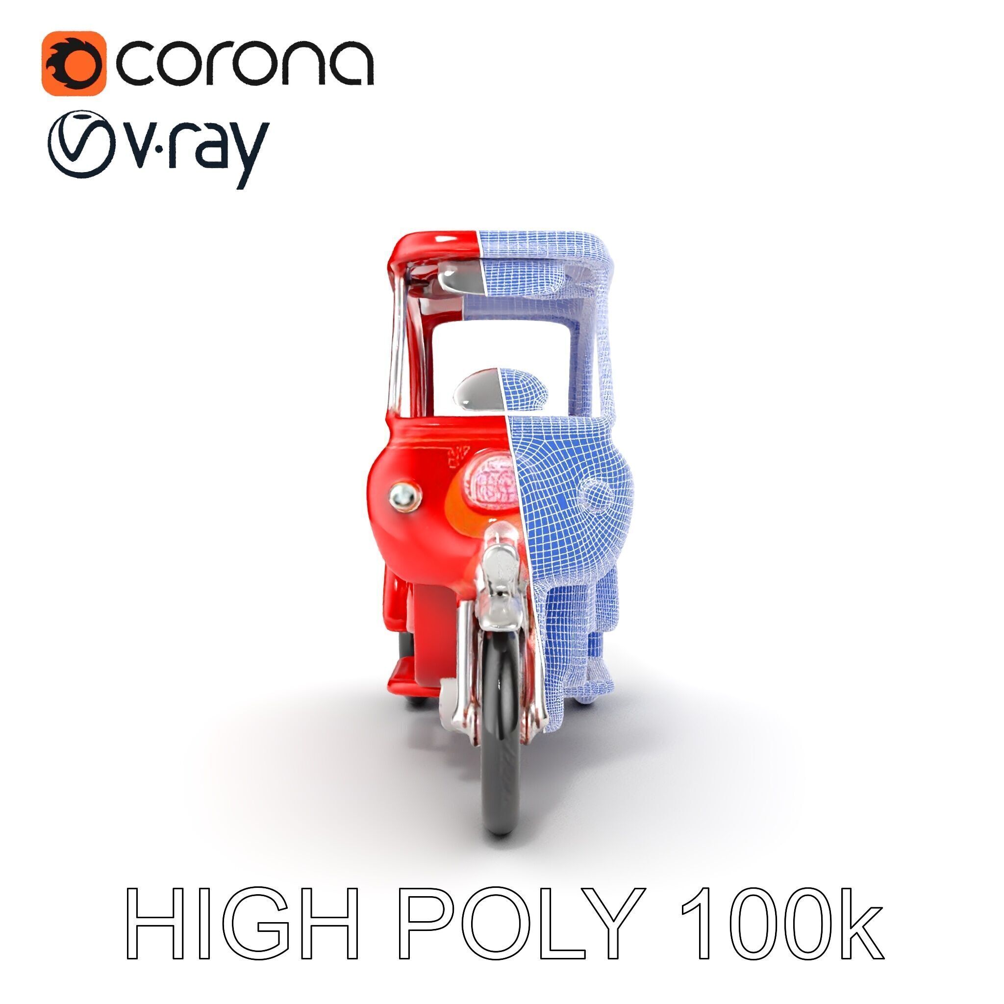 Traditional Rickshaw D Model Pack for Realistic Renders Low-poly 3D model_35