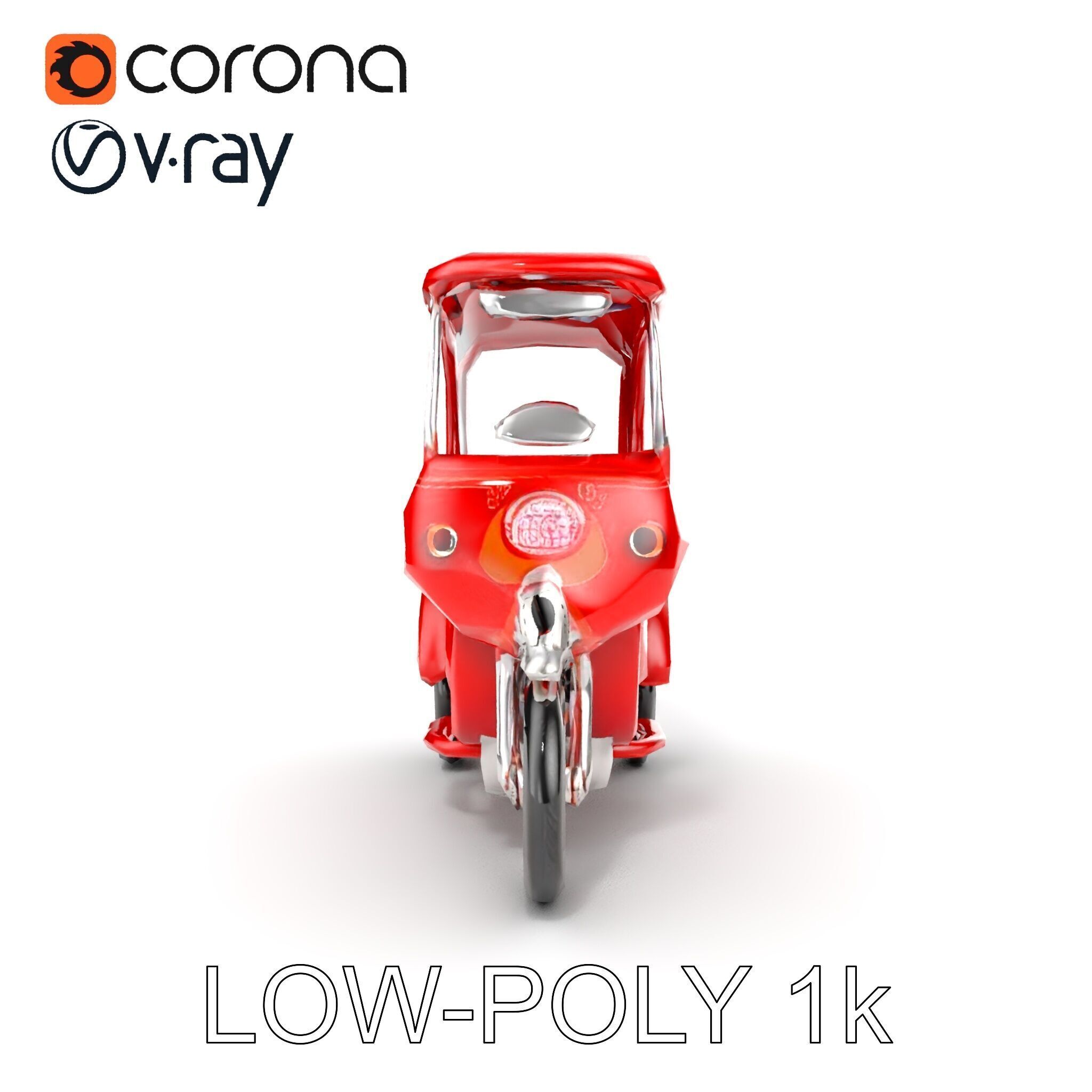 Traditional Rickshaw D Model Pack for Realistic Renders Low-poly 3D model_9