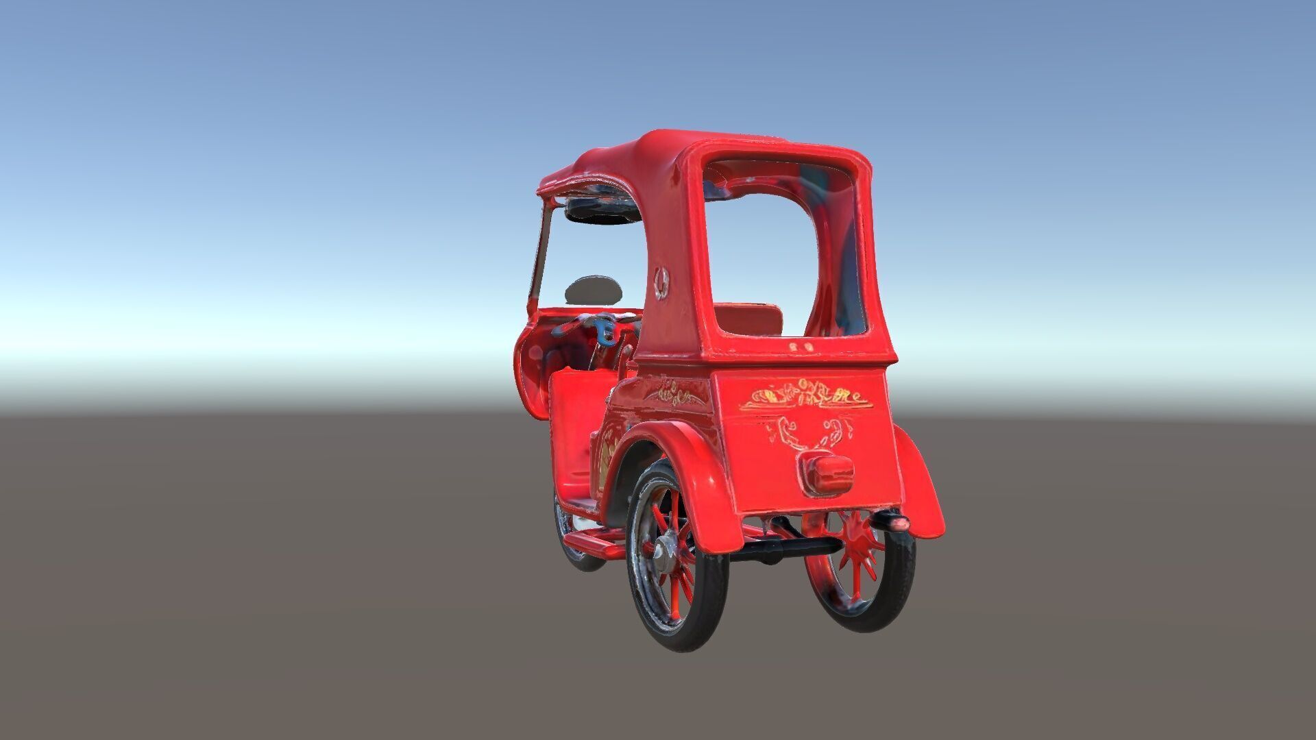 Traditional Rickshaw D Model Pack for Realistic Renders Low-poly 3D model_5
