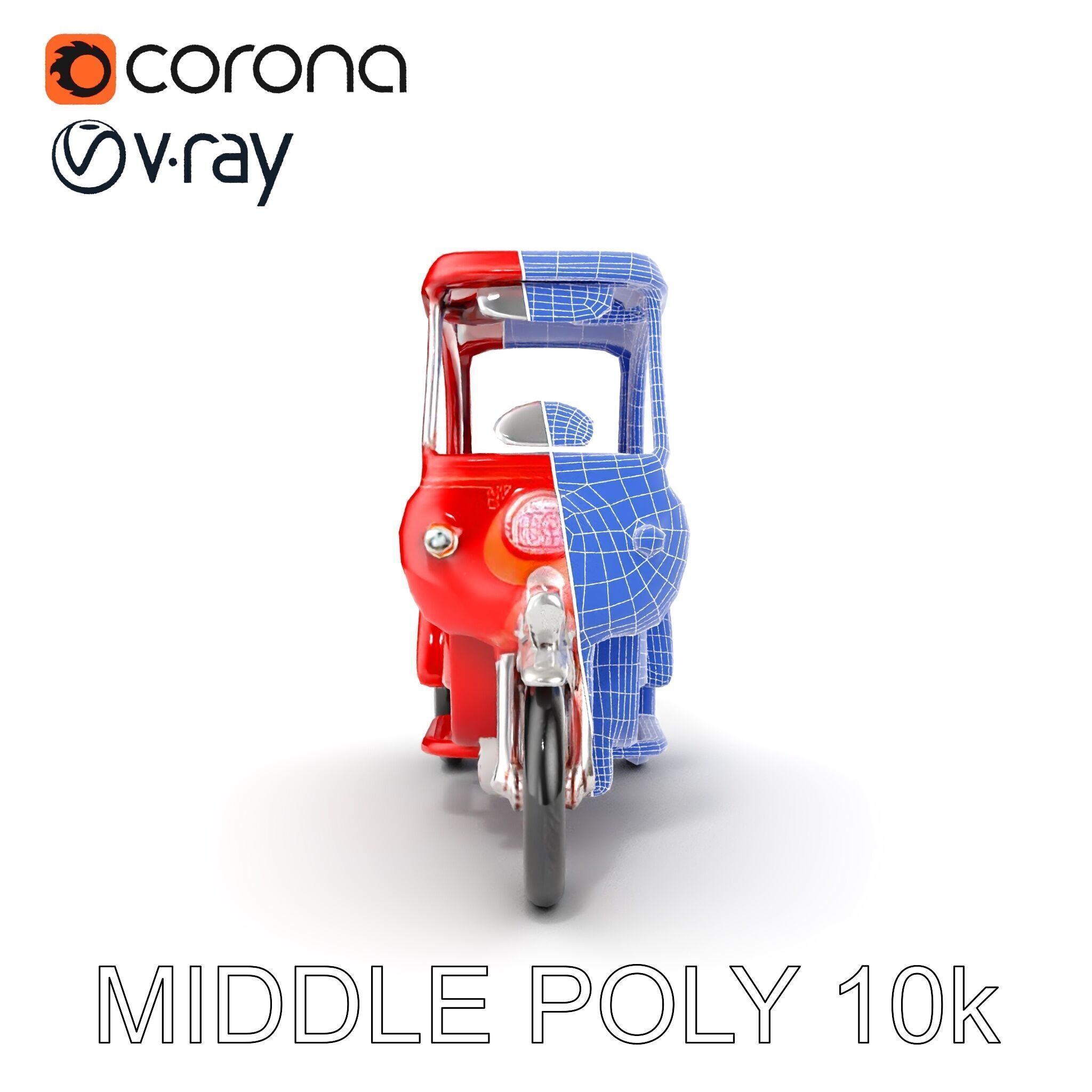 Traditional Rickshaw D Model Pack for Realistic Renders Low-poly 3D model_24