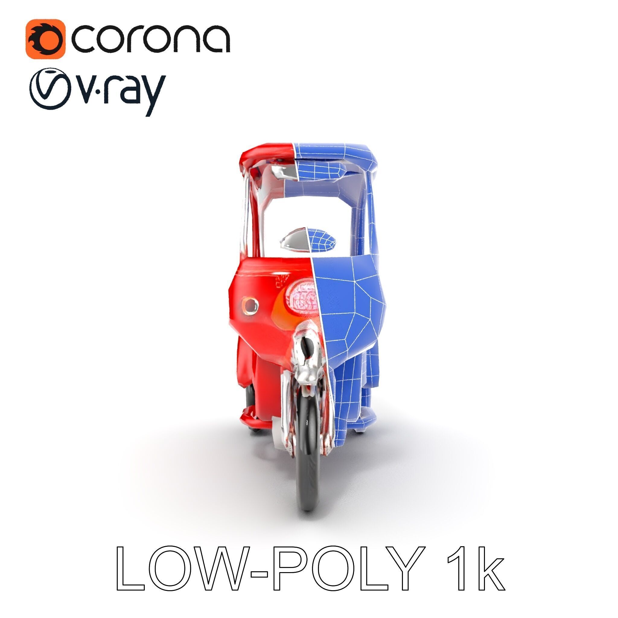 Traditional Rickshaw D Model Pack for Realistic Renders Low-poly 3D model_25