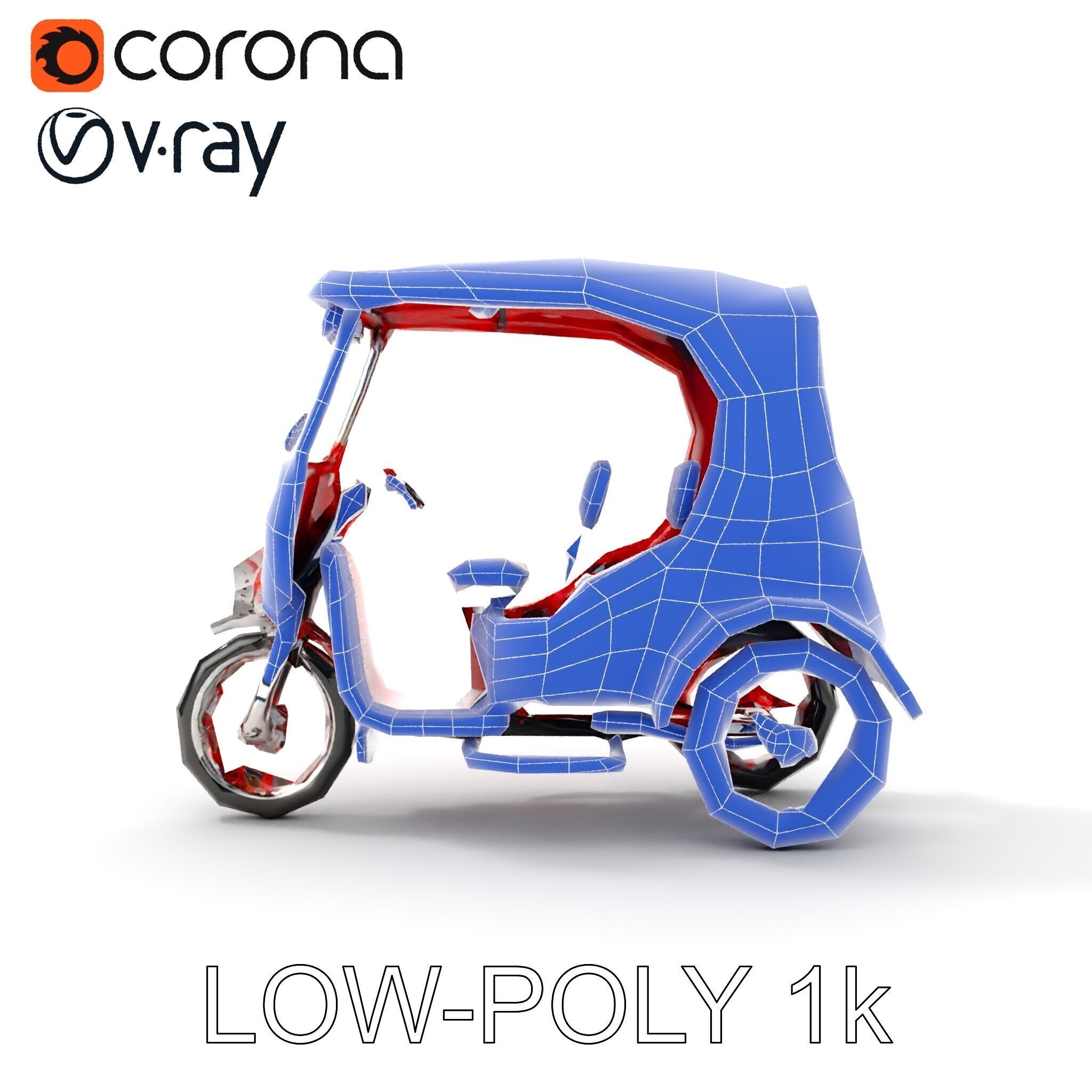 Traditional Rickshaw D Model Pack for Realistic Renders Low-poly 3D model_12