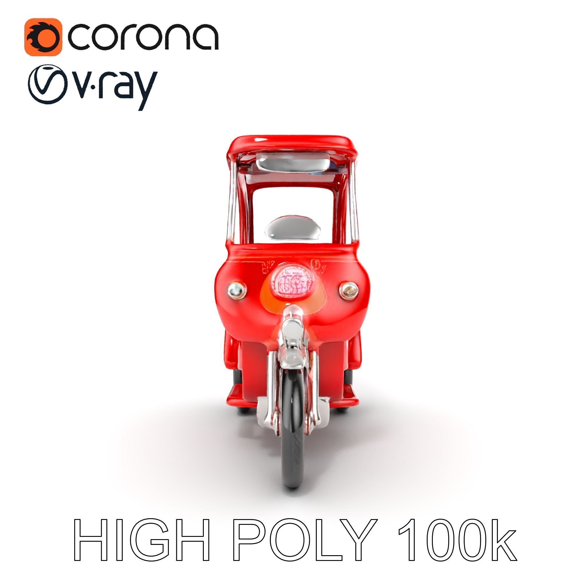 Traditional Rickshaw D Model Pack for Realistic Renders Low-poly 3D model_18