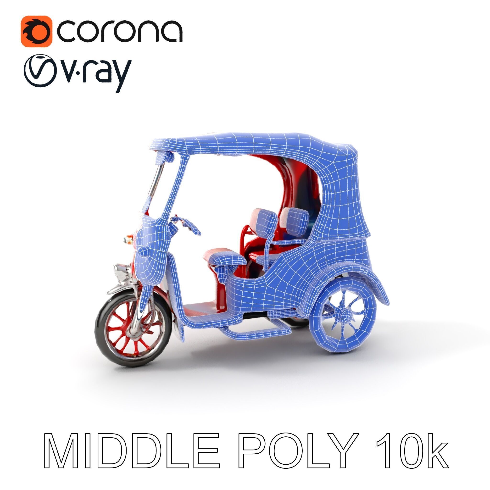 Traditional Rickshaw D Model Pack for Realistic Renders Low-poly 3D model_19