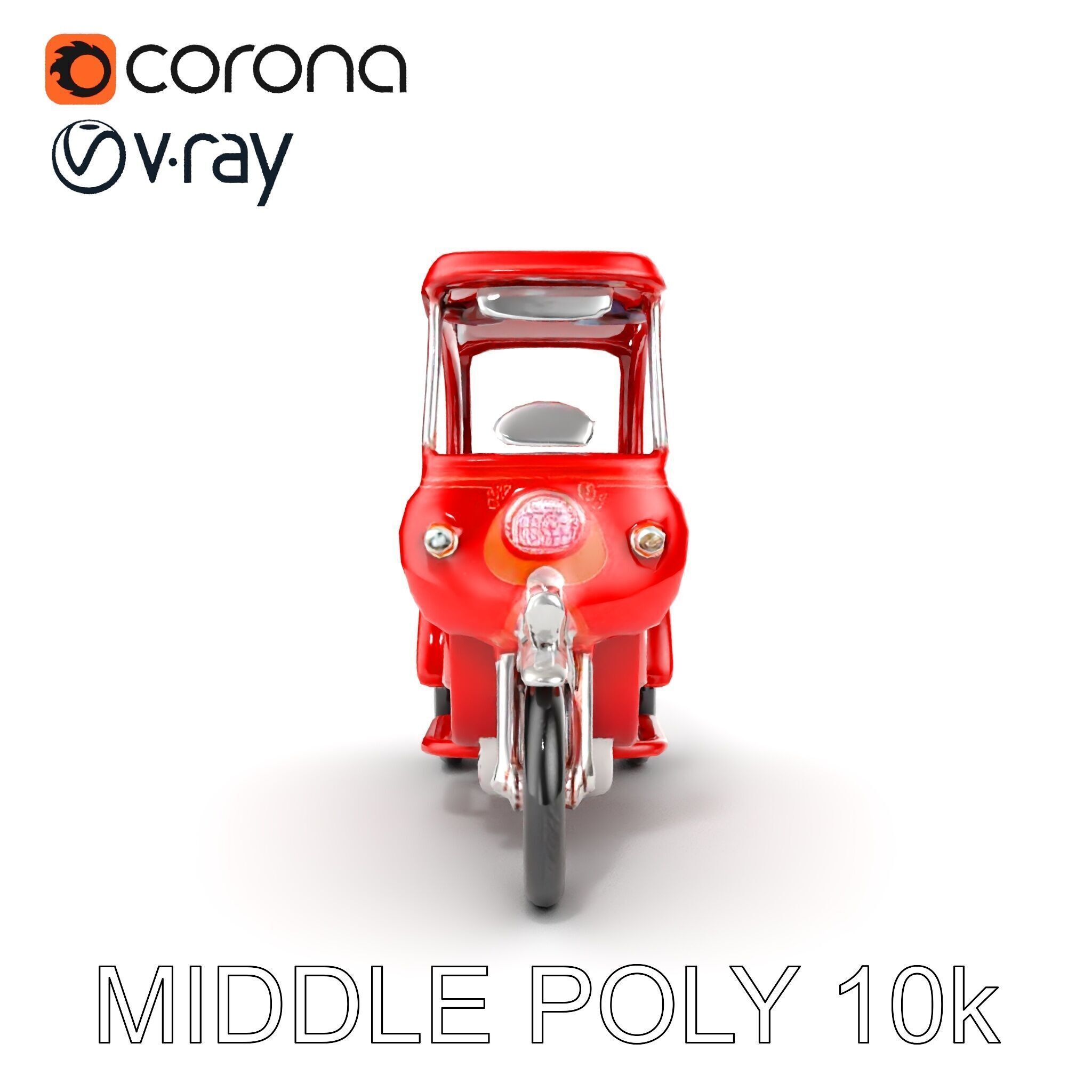 Traditional Rickshaw D Model Pack for Realistic Renders Low-poly 3D model_11