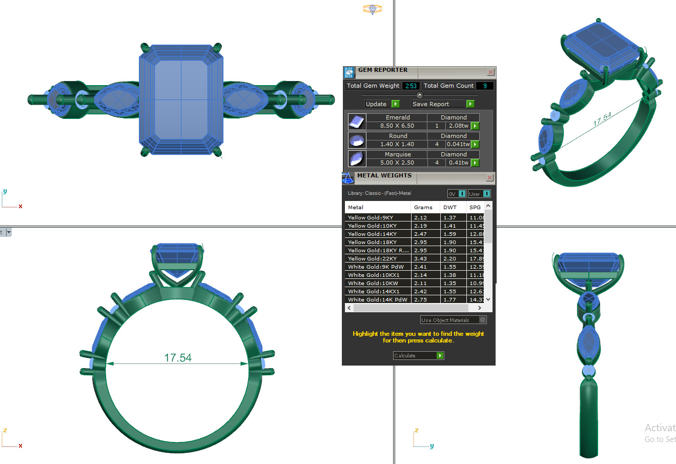 PRINCESS DIAMOND RING -CAD-017 3D model_12
