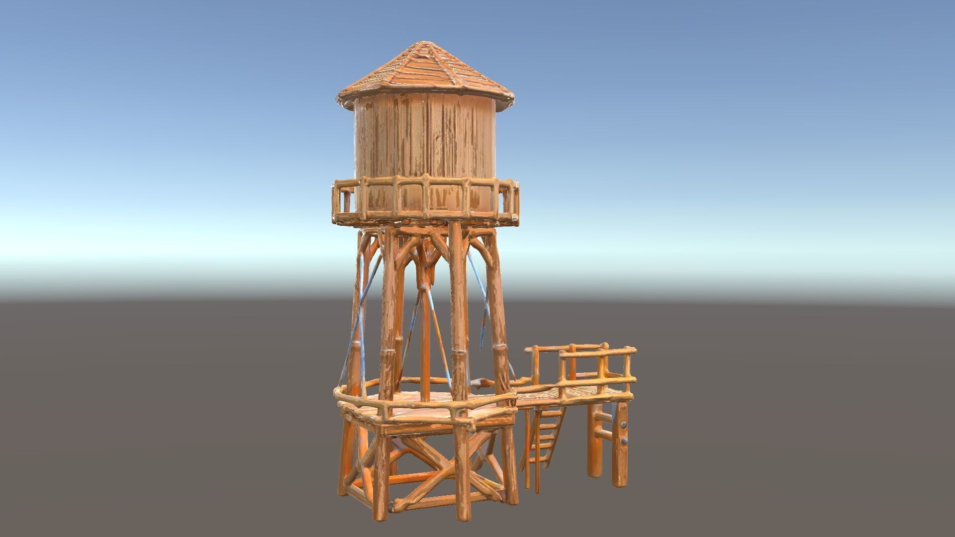 Wooden Water Tower Model Pack for D Rendering and Game Design Low-poly 3D model_33
