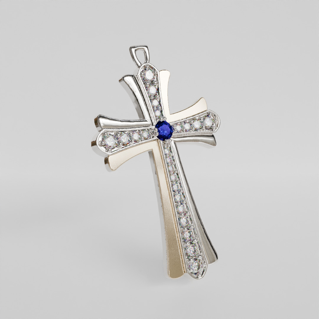 cross pendant 3D print model_1
