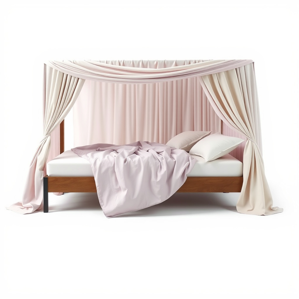 Elegant Canopy Bed with Drapes D Model Pack Low-poly 3D model_2