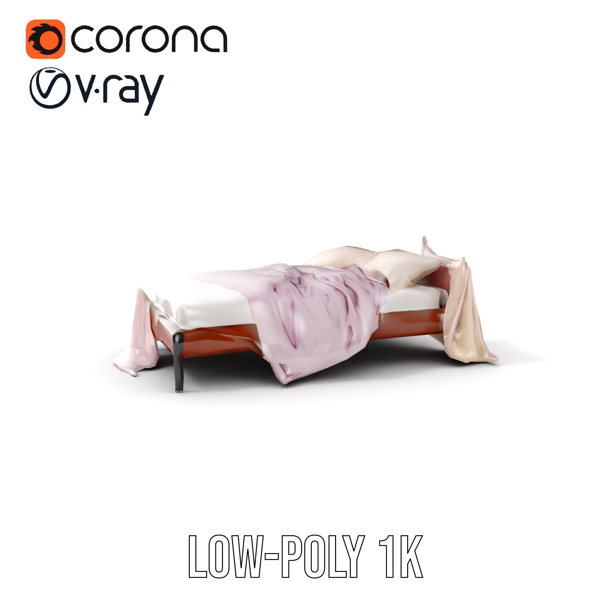 Elegant Canopy Bed with Drapes D Model Pack Low-poly 3D model_9