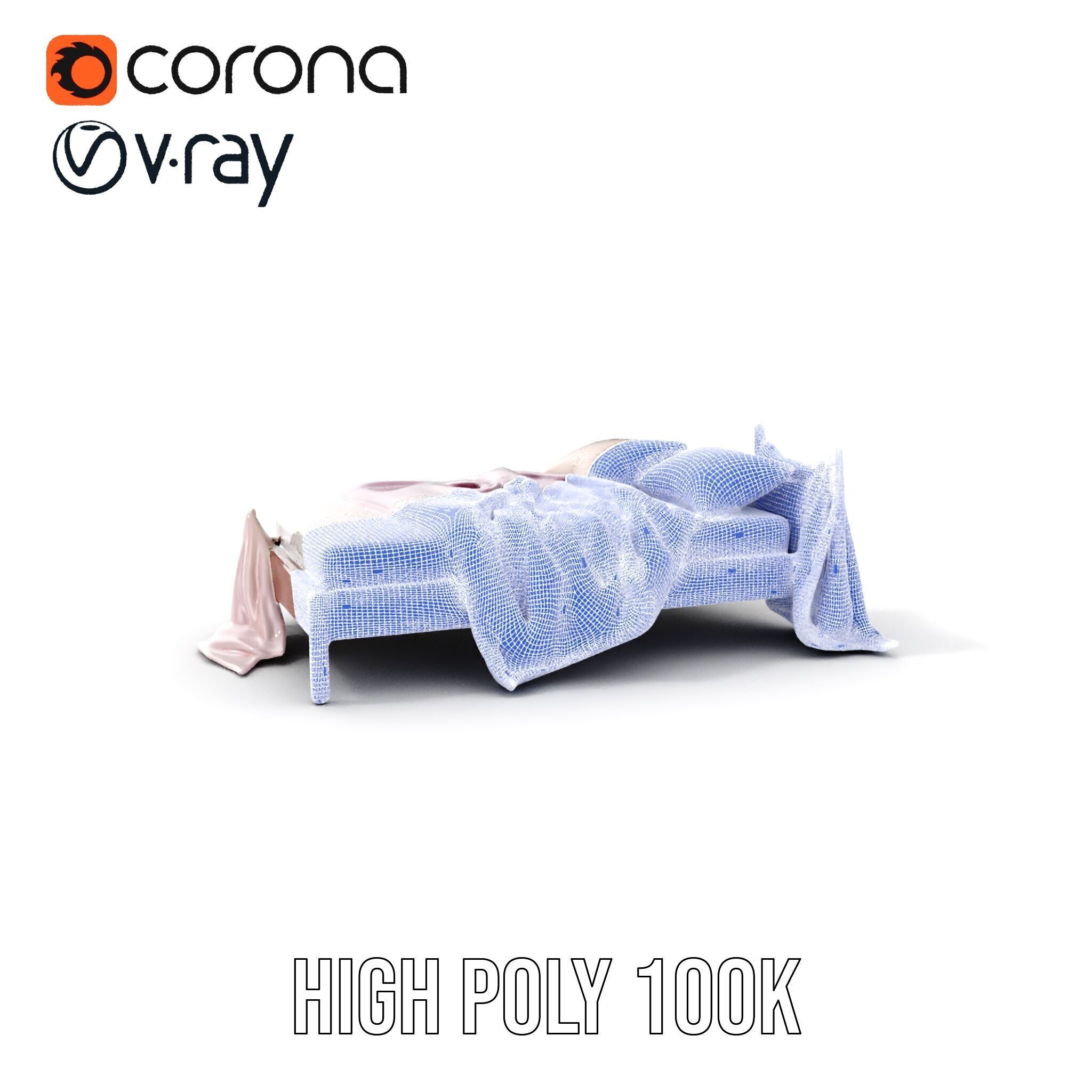 Elegant Canopy Bed with Drapes D Model Pack Low-poly 3D model_4