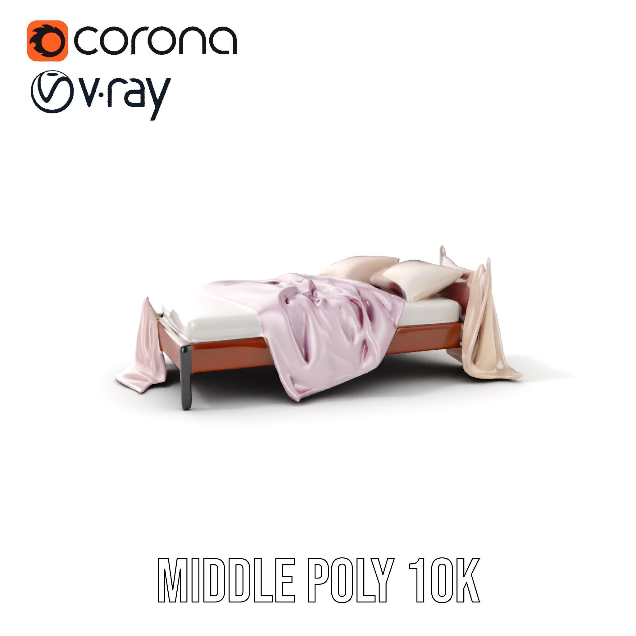 Elegant Canopy Bed with Drapes D Model Pack Low-poly 3D model_8