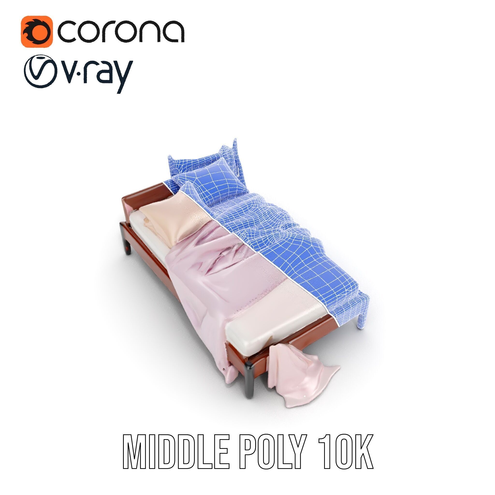 Elegant Canopy Bed with Drapes D Model Pack Low-poly 3D model_13