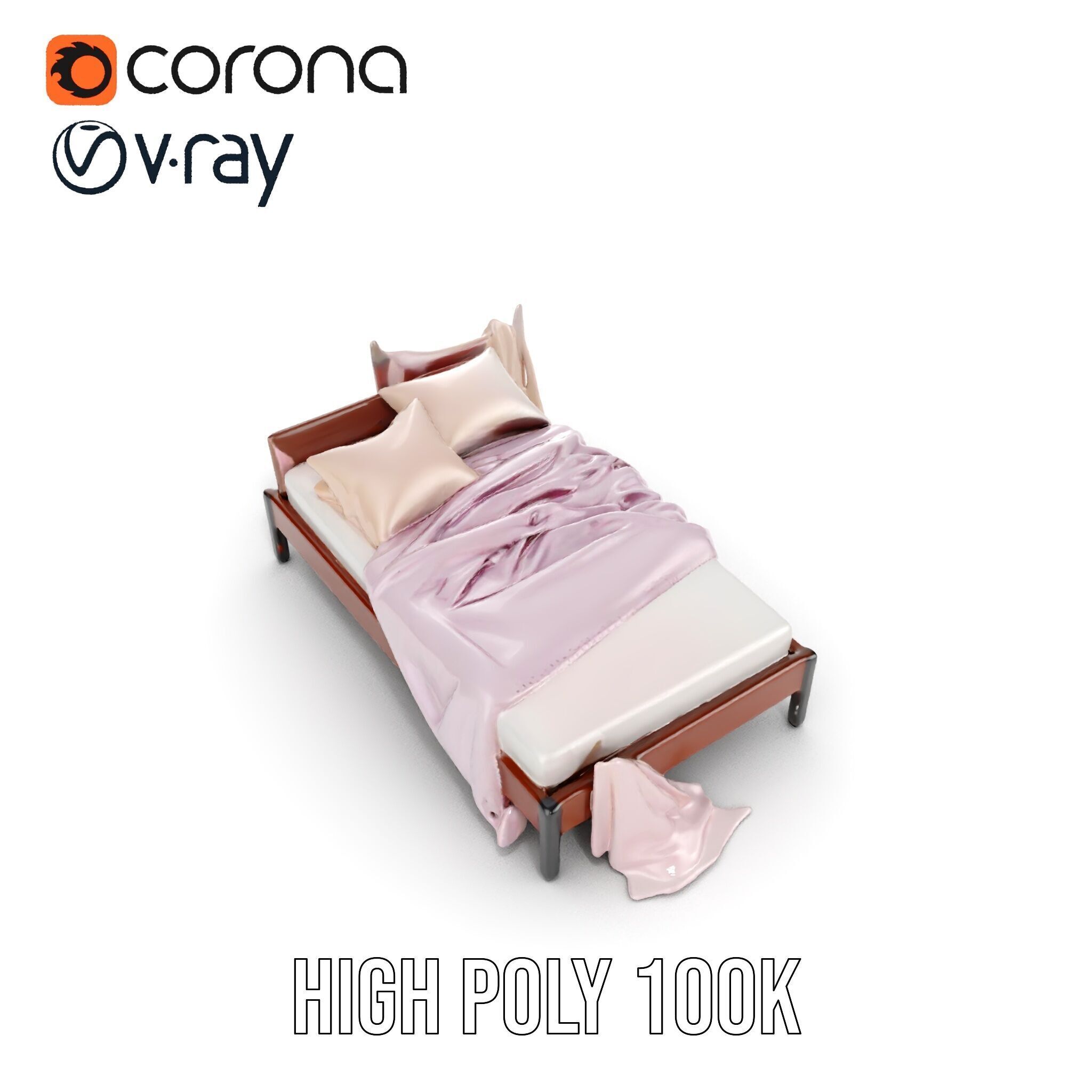 Elegant Canopy Bed with Drapes D Model Pack Low-poly 3D model_18