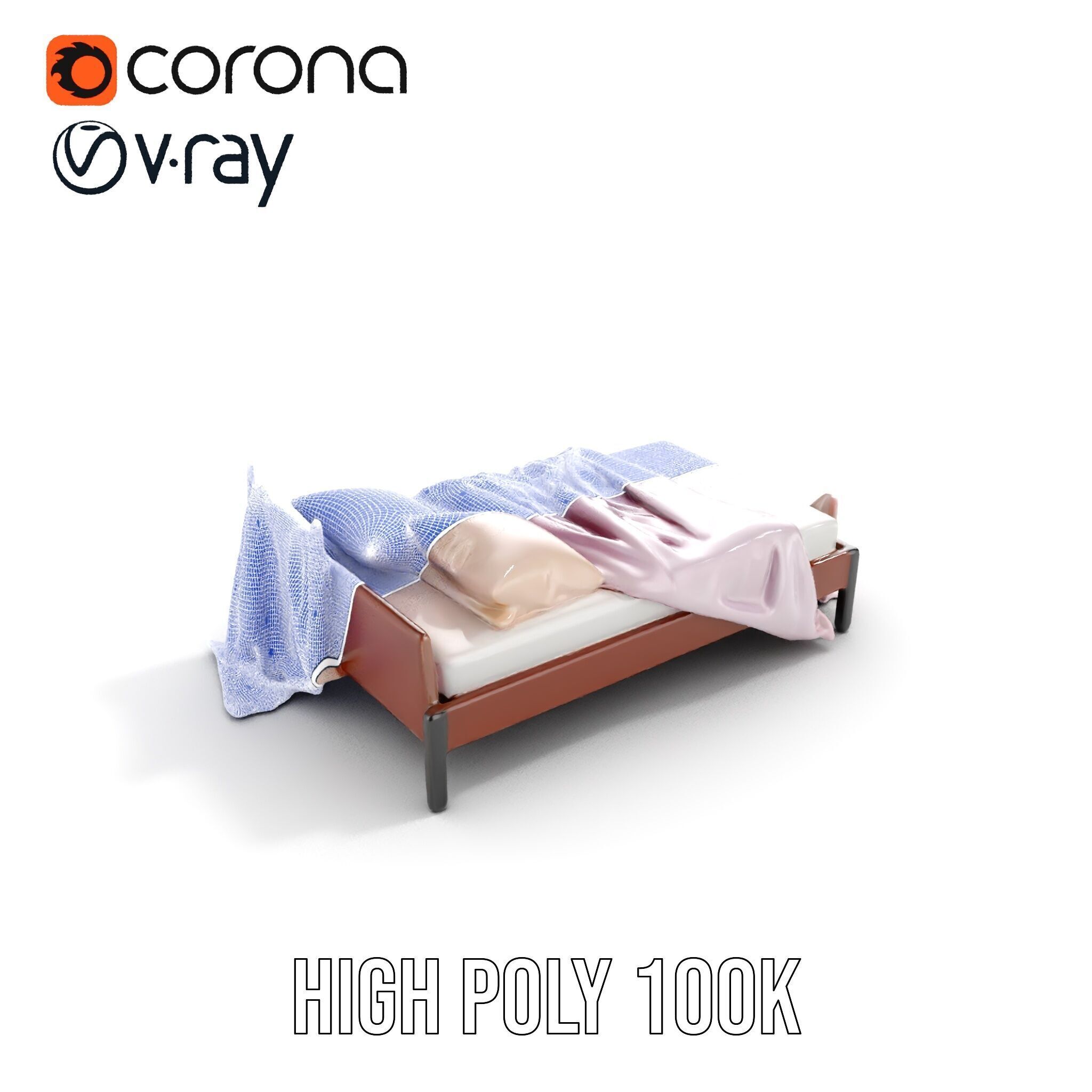 Elegant Canopy Bed with Drapes D Model Pack Low-poly 3D model_35