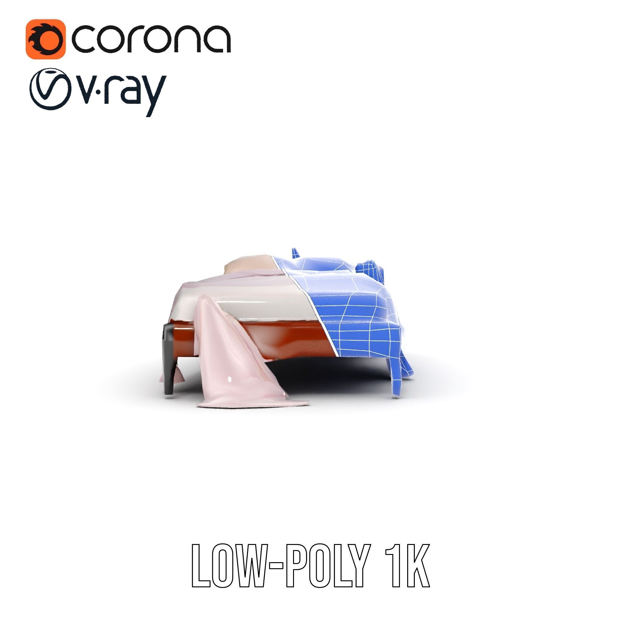 Elegant Canopy Bed with Drapes D Model Pack Low-poly 3D model_31