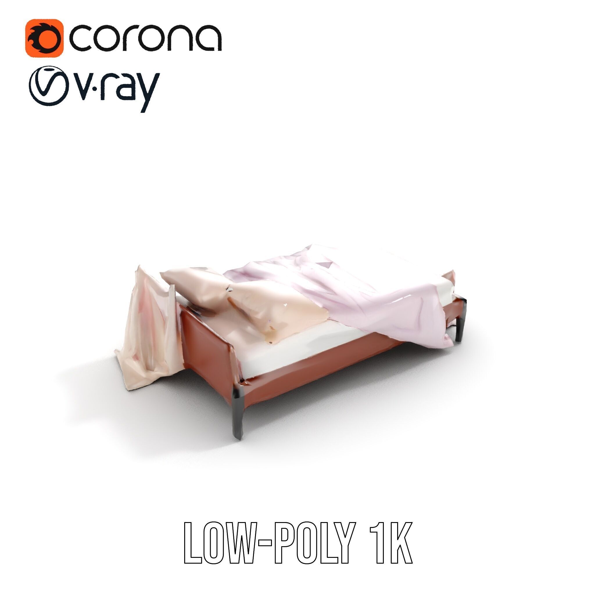 Elegant Canopy Bed with Drapes D Model Pack Low-poly 3D model_23