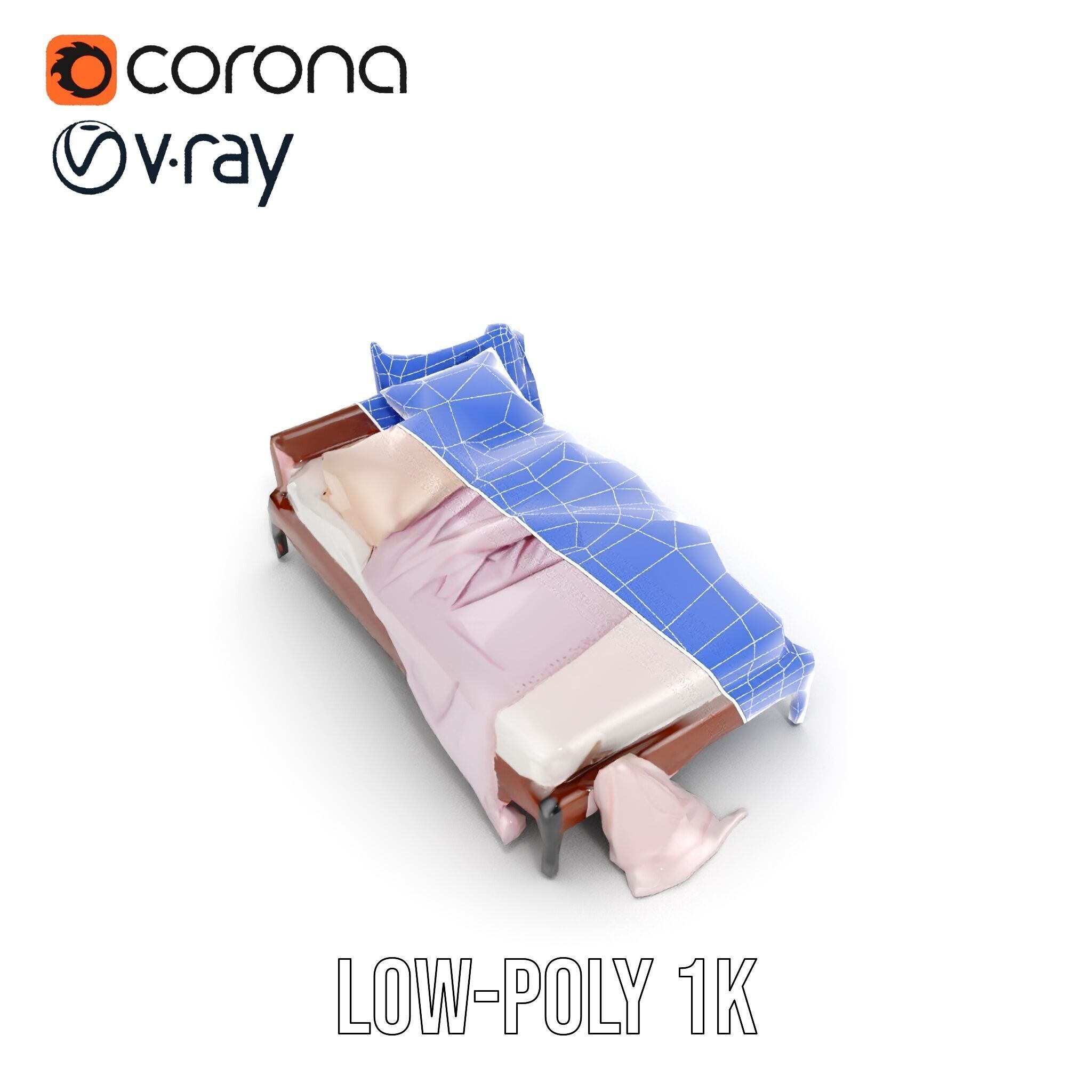 Elegant Canopy Bed with Drapes D Model Pack Low-poly 3D model_20